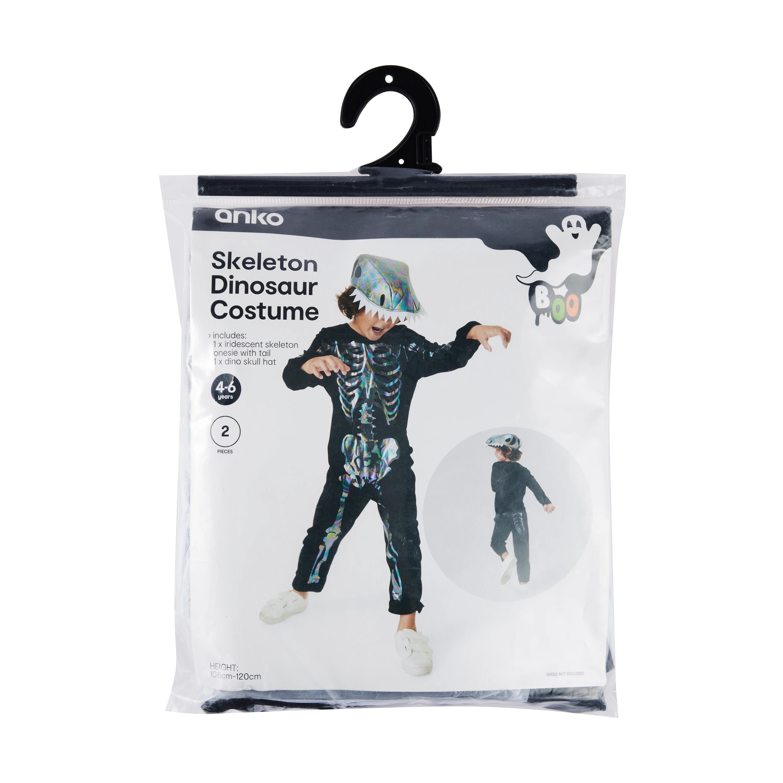 9 2 Piece Skeleton Dinosaur Costume - Ages 4-6, 9 of 10