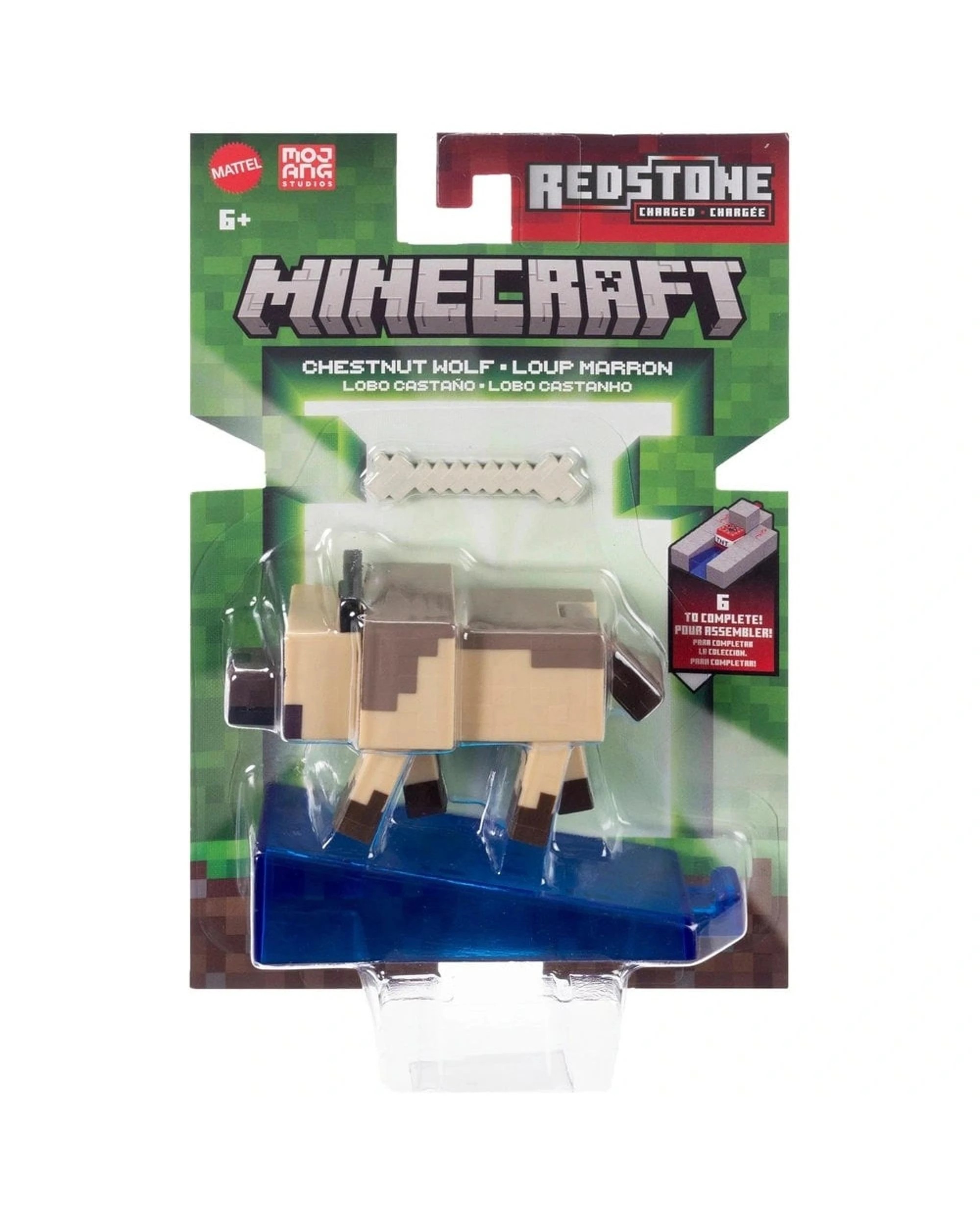 1 Minecraft Redstone Charged Chestnut Wolf Figure, 1 of 6