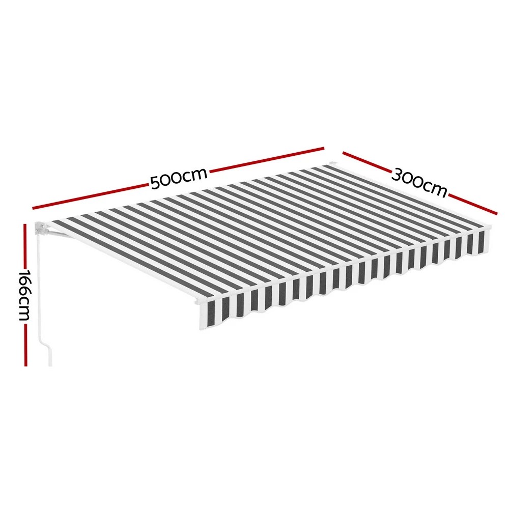 2 Instahut Retractable Folding Arm Awning Motorised Sunshade 5Mx3M - Multi, 2 of 7