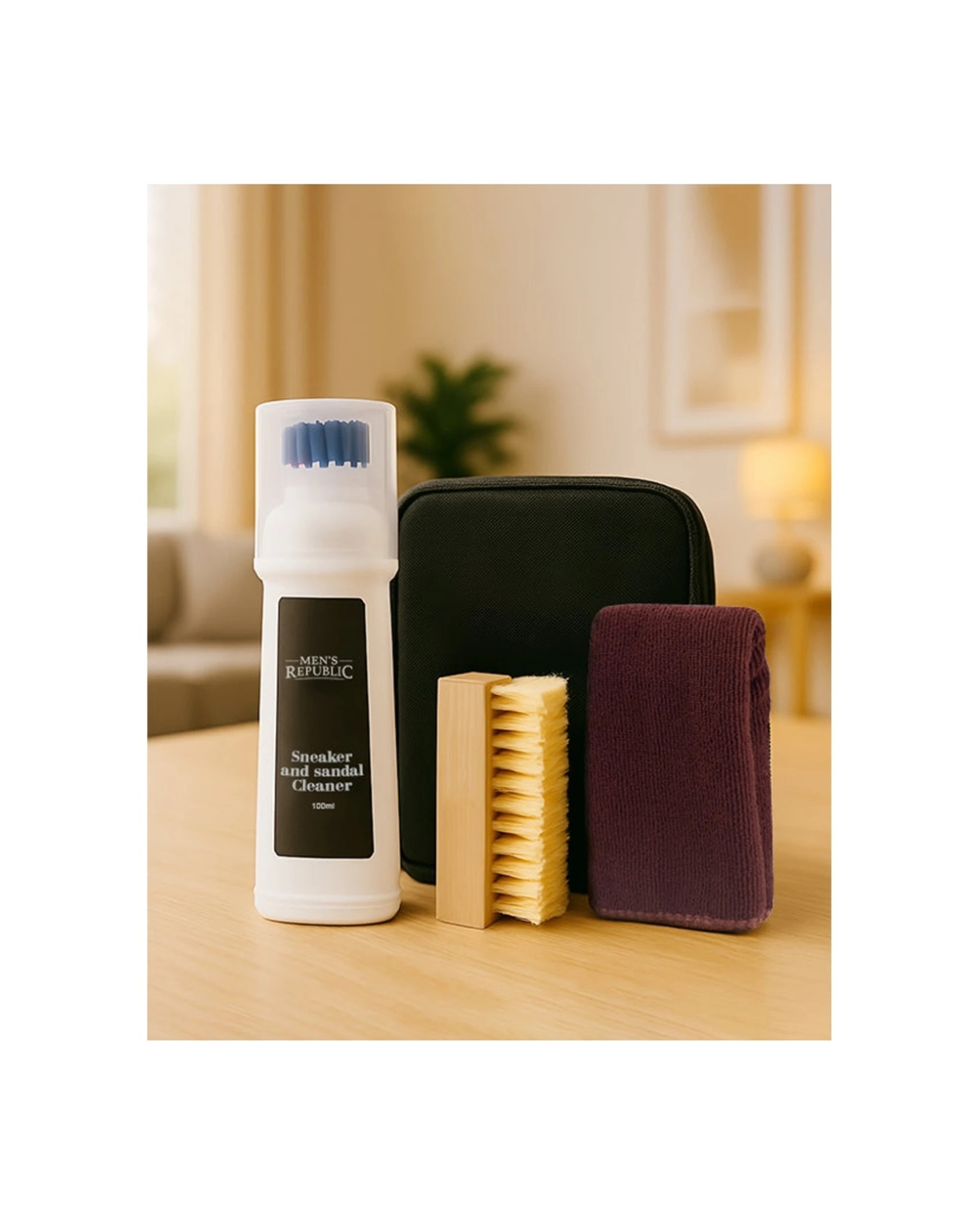 8 Mens Republic 3Pc Sneaker And Sandal Cleaner Kit Carry Bag Plastic Wood Fabric Kit Set - Multi, 8 of 8