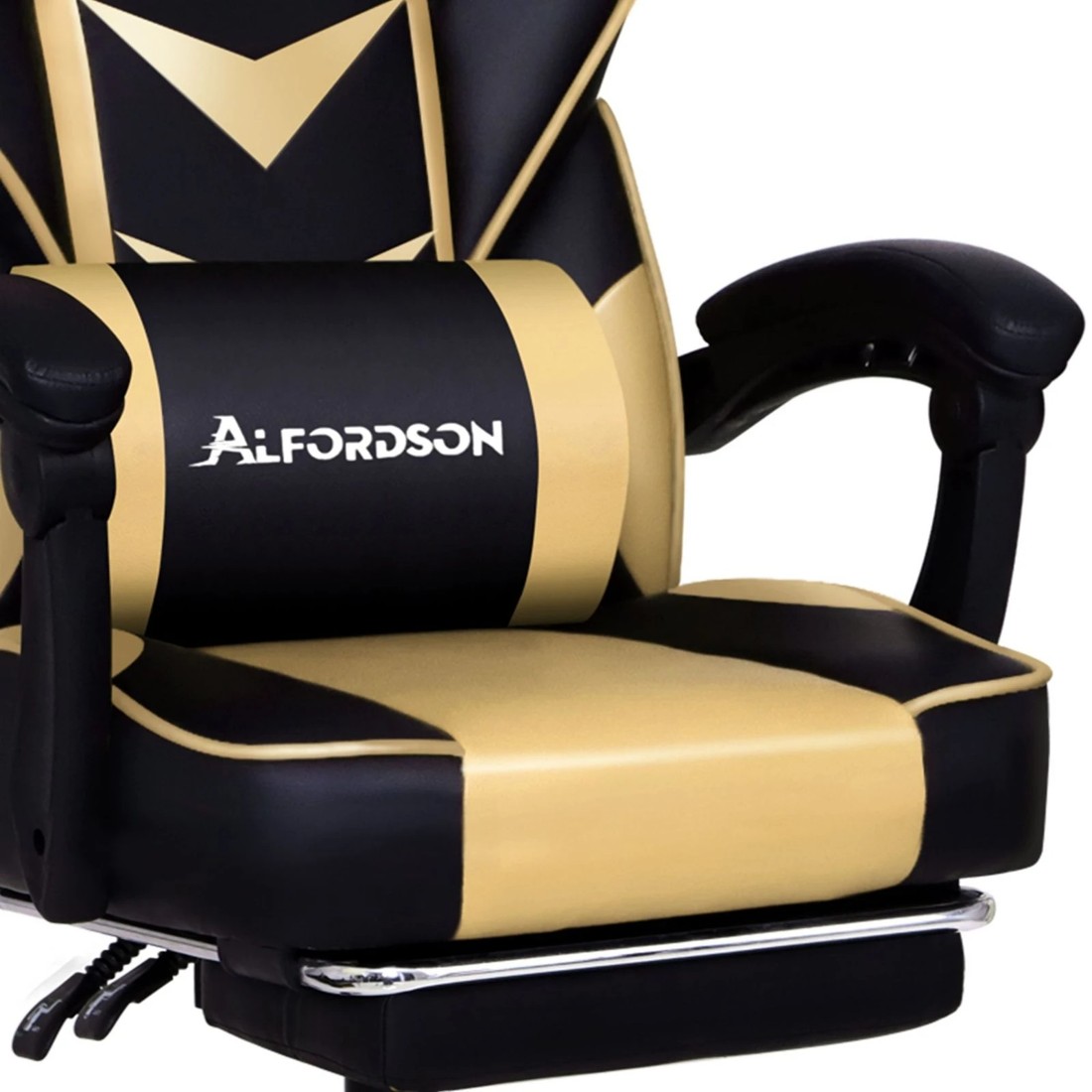 8 Alfordson Gaming Chair Office Seat Lumbar Massage Footrest Executive Racing - Gold, 8 of 10