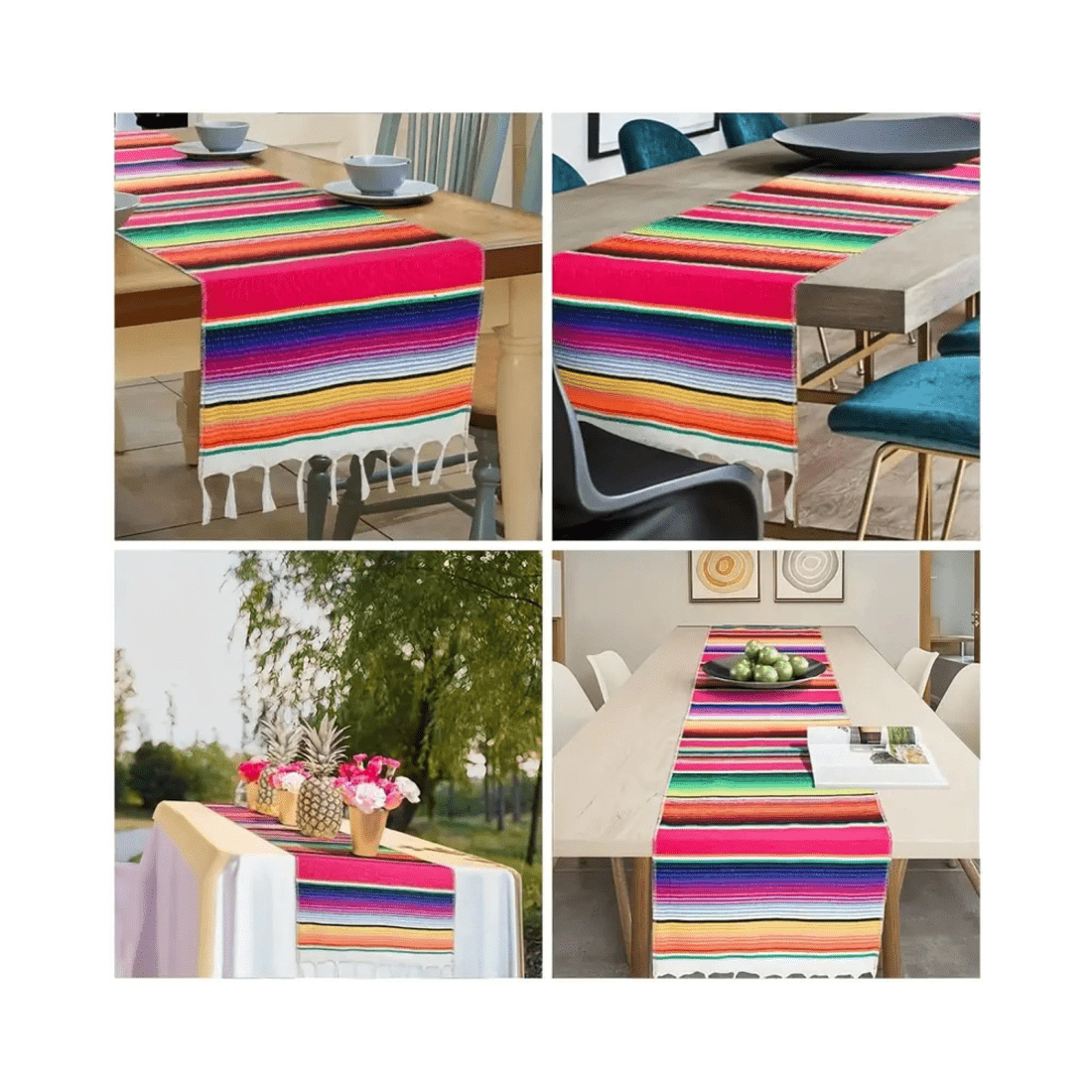 4 BR Home Rainbow Stripe Table Runner with Tassels for Weddings and Parties, 4 of 6