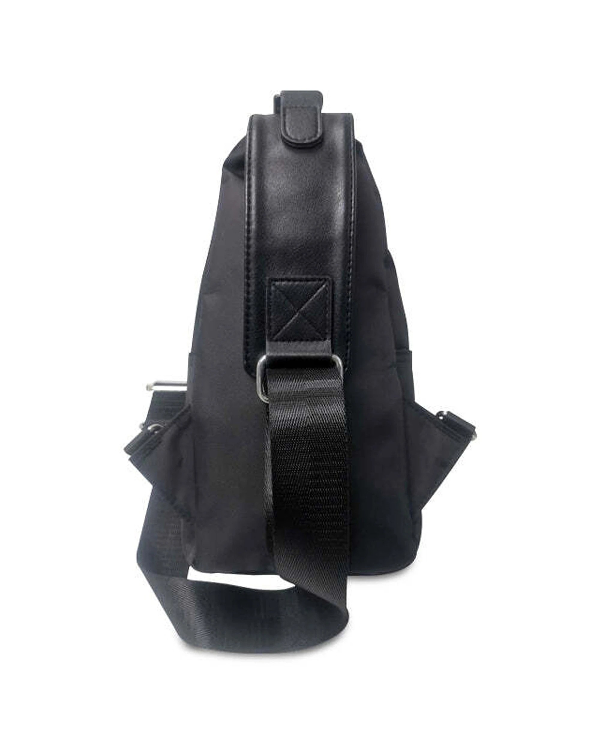 2 Mens Republic Nylon Single Strap Sling Bag Backpack 3 Zip Pockets Nylon Bag For Men - Black, 2 of 4