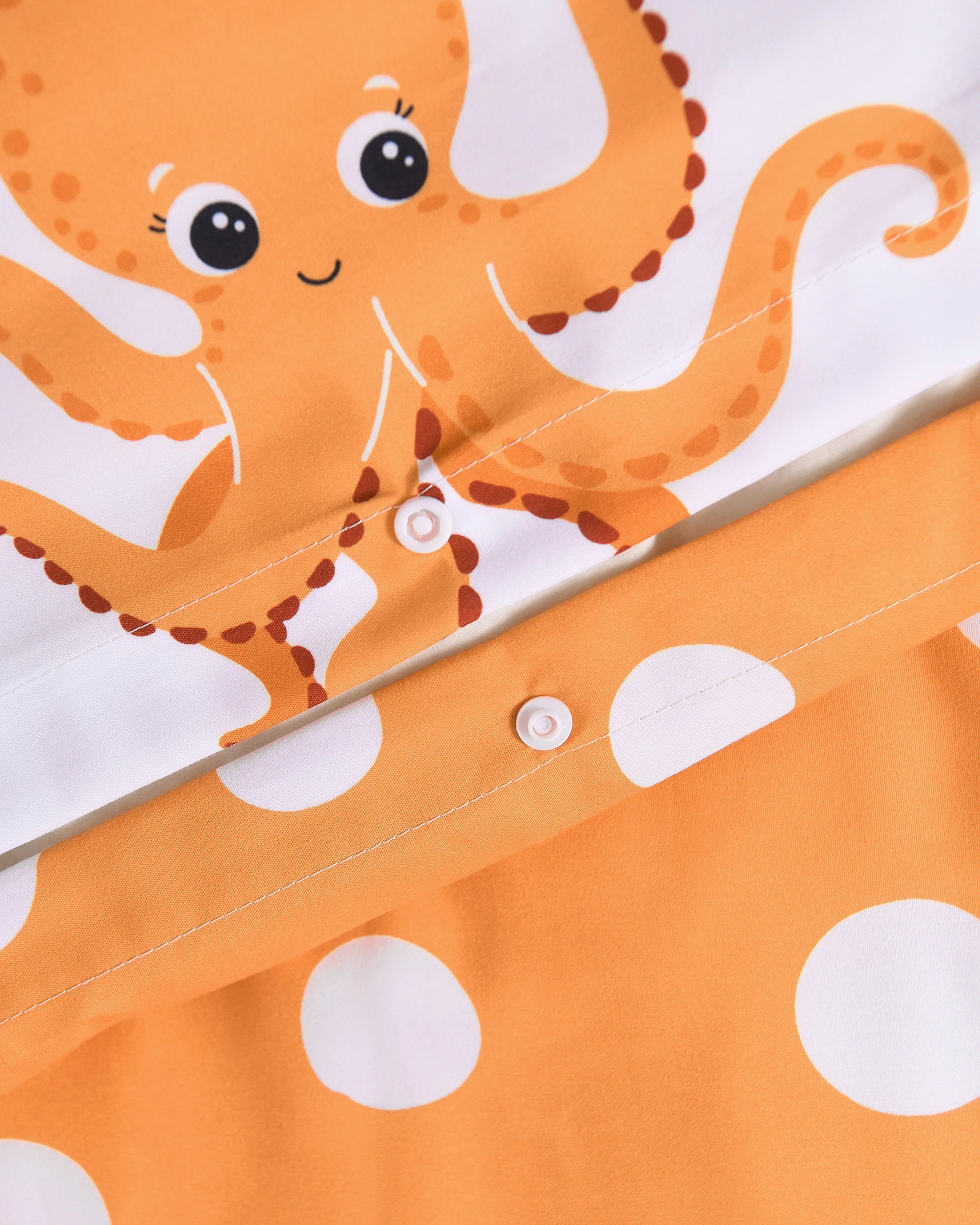 6 Jack & Ava Ollie the Octopus Kids Reversible Quilt Cover Set - Double Bed - Orange, 6 of 10