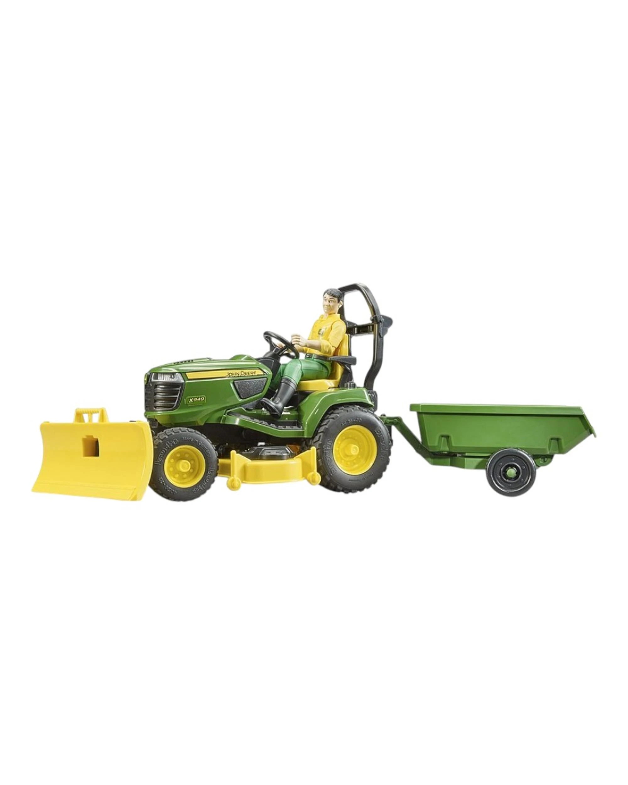 1 Bruder Commercial John Deere Lawn Tractor with Trailer 1:16, 1 of 4
