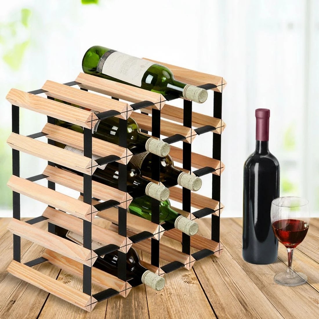 7 Artiss Wine Rack 20 Bottle - Natural, 7 of 7