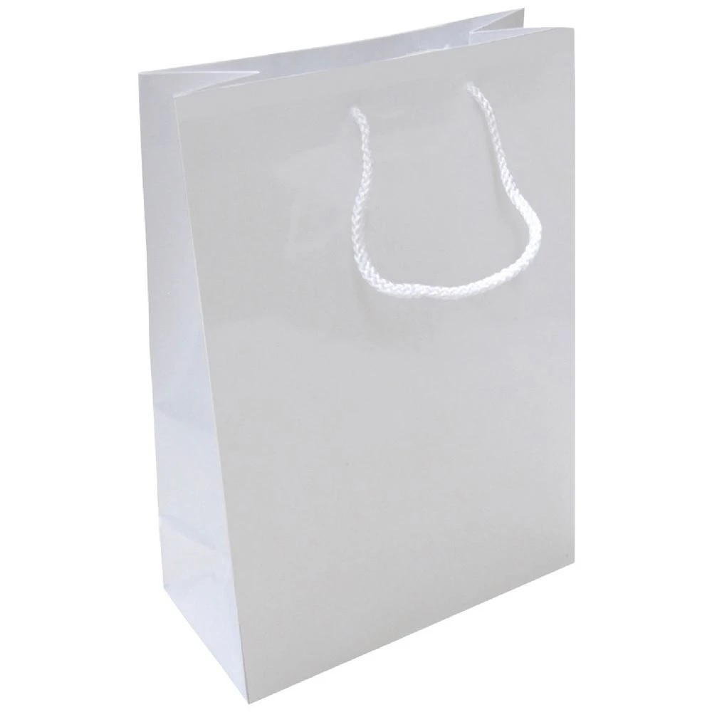 1 J.Burrows Carry Bags Medium White Glossy 120 Pack, 1 of 1
