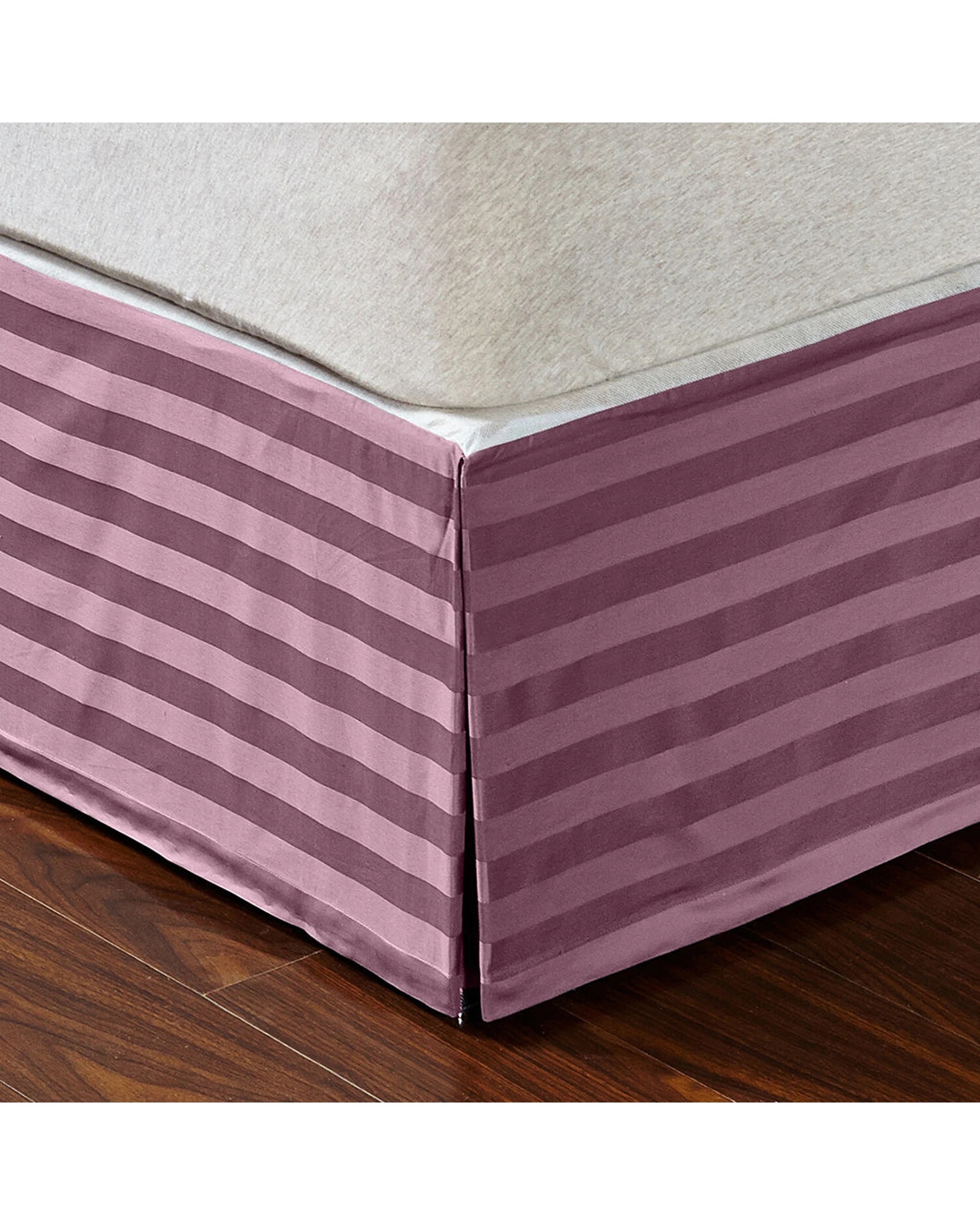 1 Cotton More 500TC 100% Cotton Bed Skirt Valance Striped Pattern - King Bed - Purple, 1 of 2
