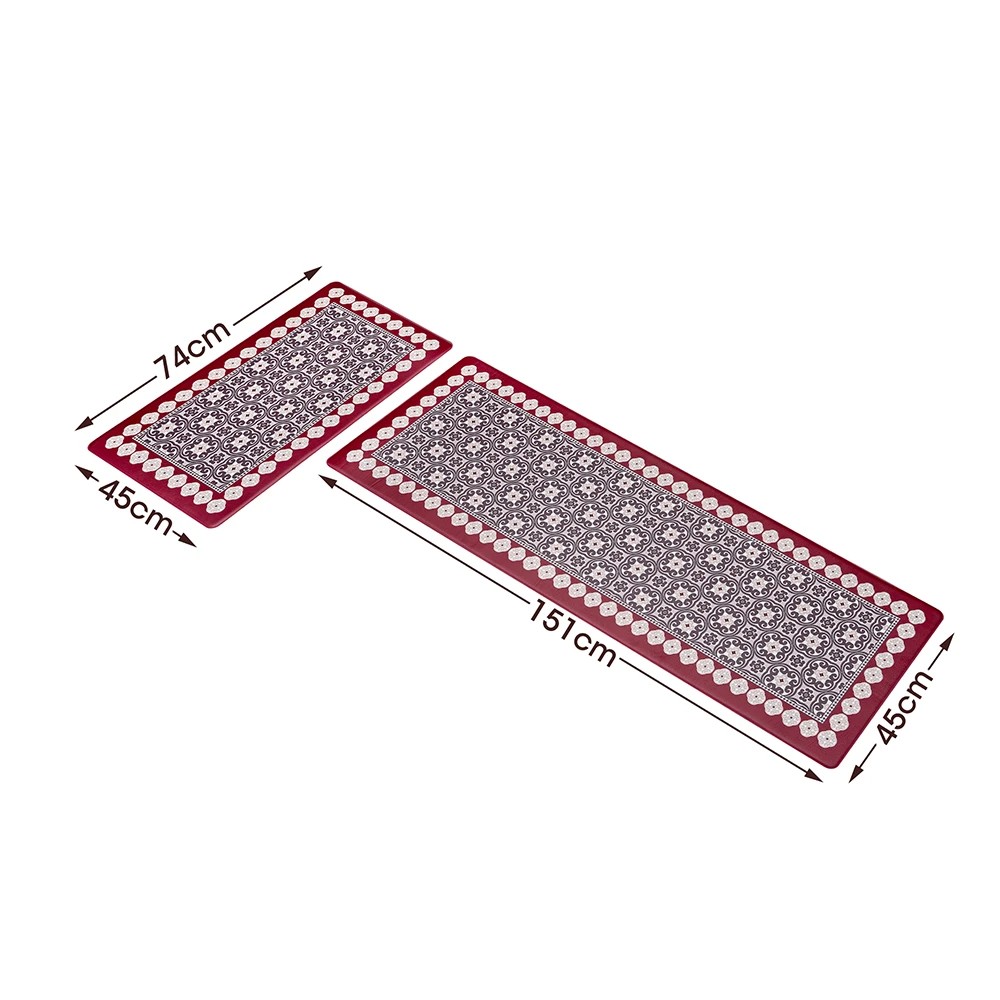 2 ZUNI Kitchen Mats Set of 2 Non Slip Comfort Standing Rug Door Floor Mats - Red, 2 of 3