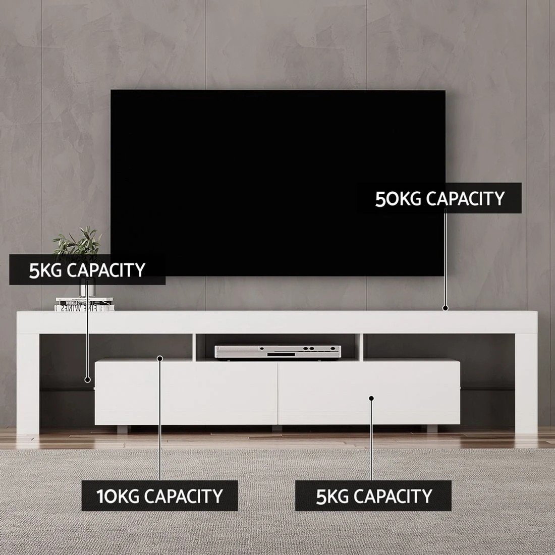 8 Artiss TV Cabinet Entertainment Unit Stand RGB LED 200cm - White, 8 of 8