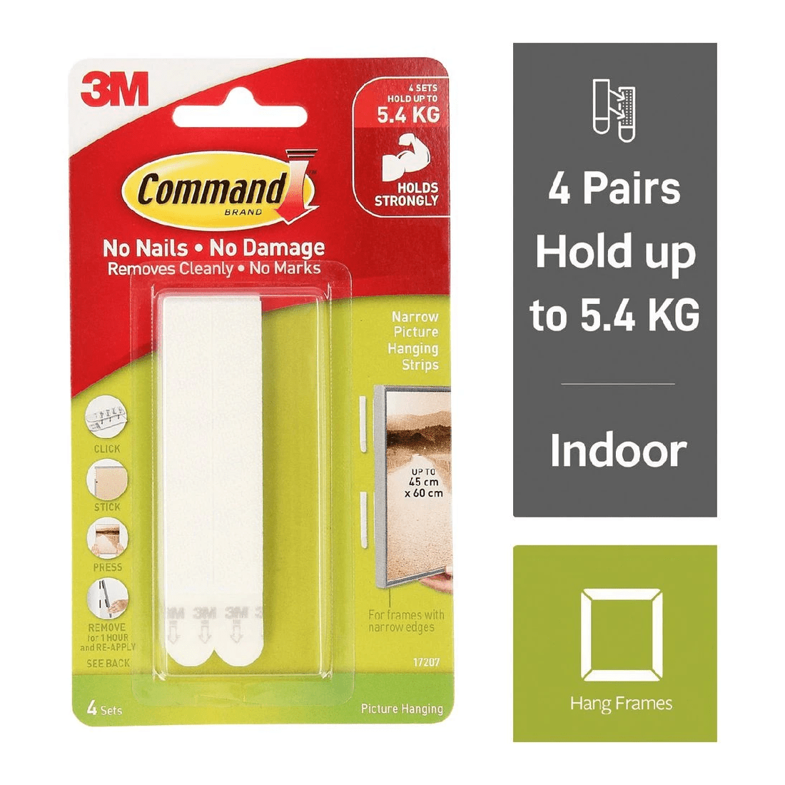 1 3M Command Narrow Picture Hanging Strip White 4 Pack, 1 of 1