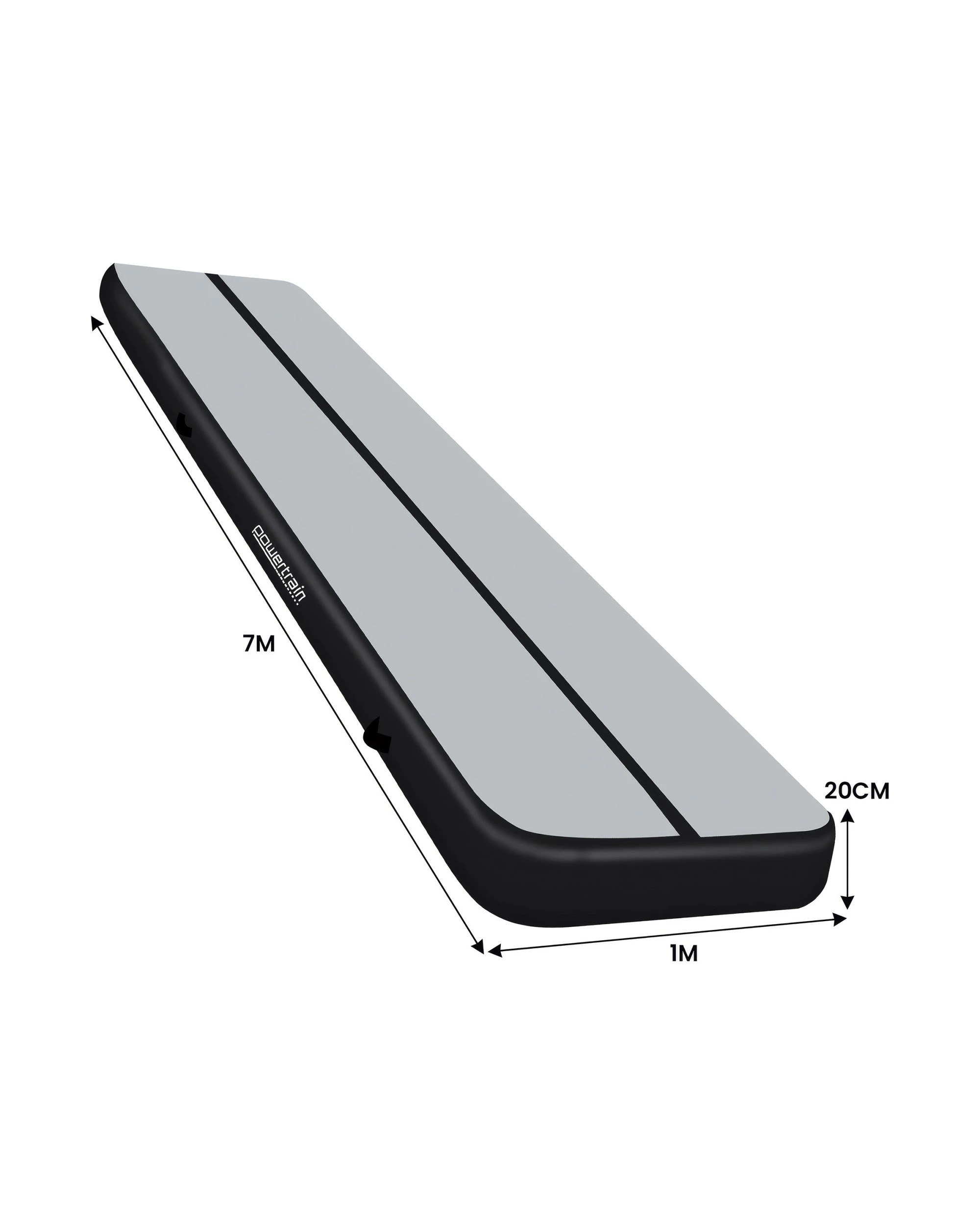 2 Powertrain 7M 20cm Air Track Gymnastics Tumbling Airtrack Exercise Yoga Mat Balance Beam Inflatable - Black, 2 of 5