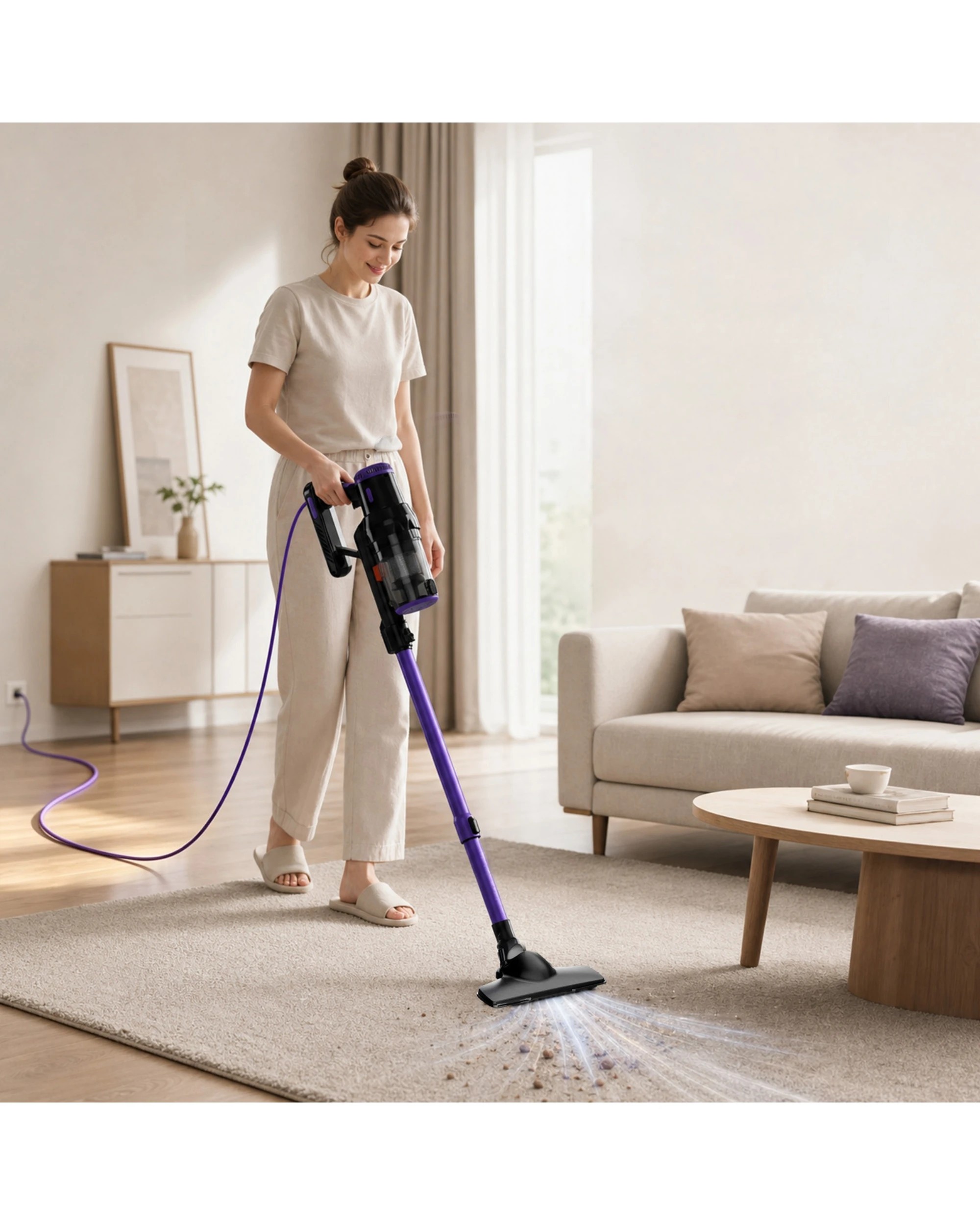2 Yopower 4 in 1 600W Corded Vacuum Cleaner, 18KPa Stick Vacuum - Purple, 2 of 7