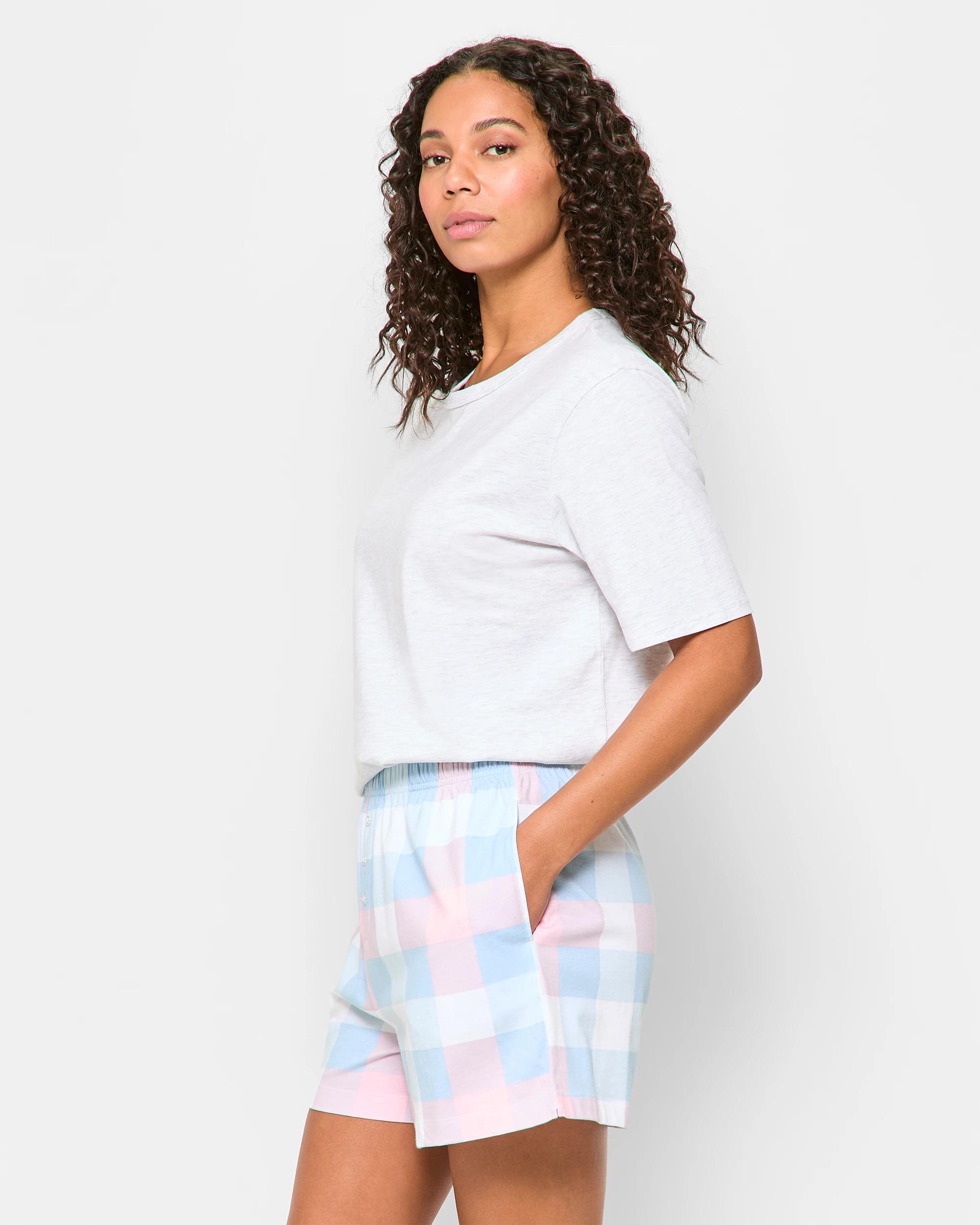 3 Target Australian Cotton Jersey Sleep Boxer Shorts BLOOM CHECK, 3 of 5