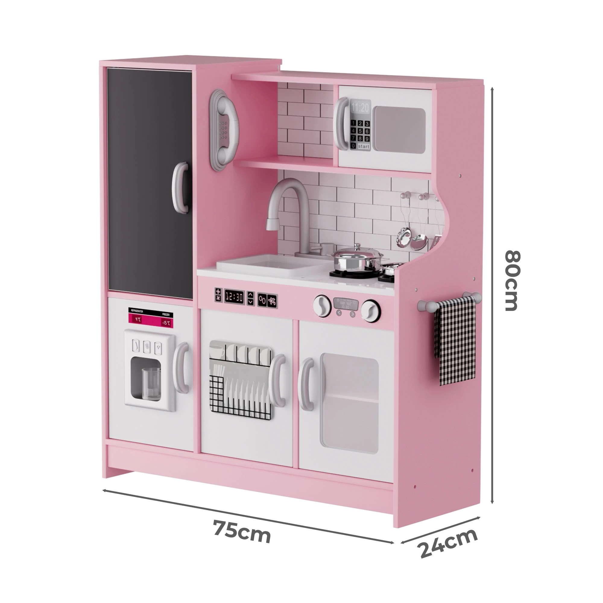 3 Bopeep Kids Kitchen Set Wooden Pretend Play Cooking Toys Play Set Oven Children, 3 of 9