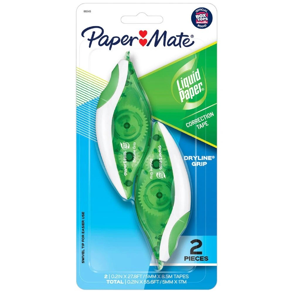 1 Liquid Paper Dryline Correction Tape 5mm x 8.5m Green 2 Pack, 1 of 2