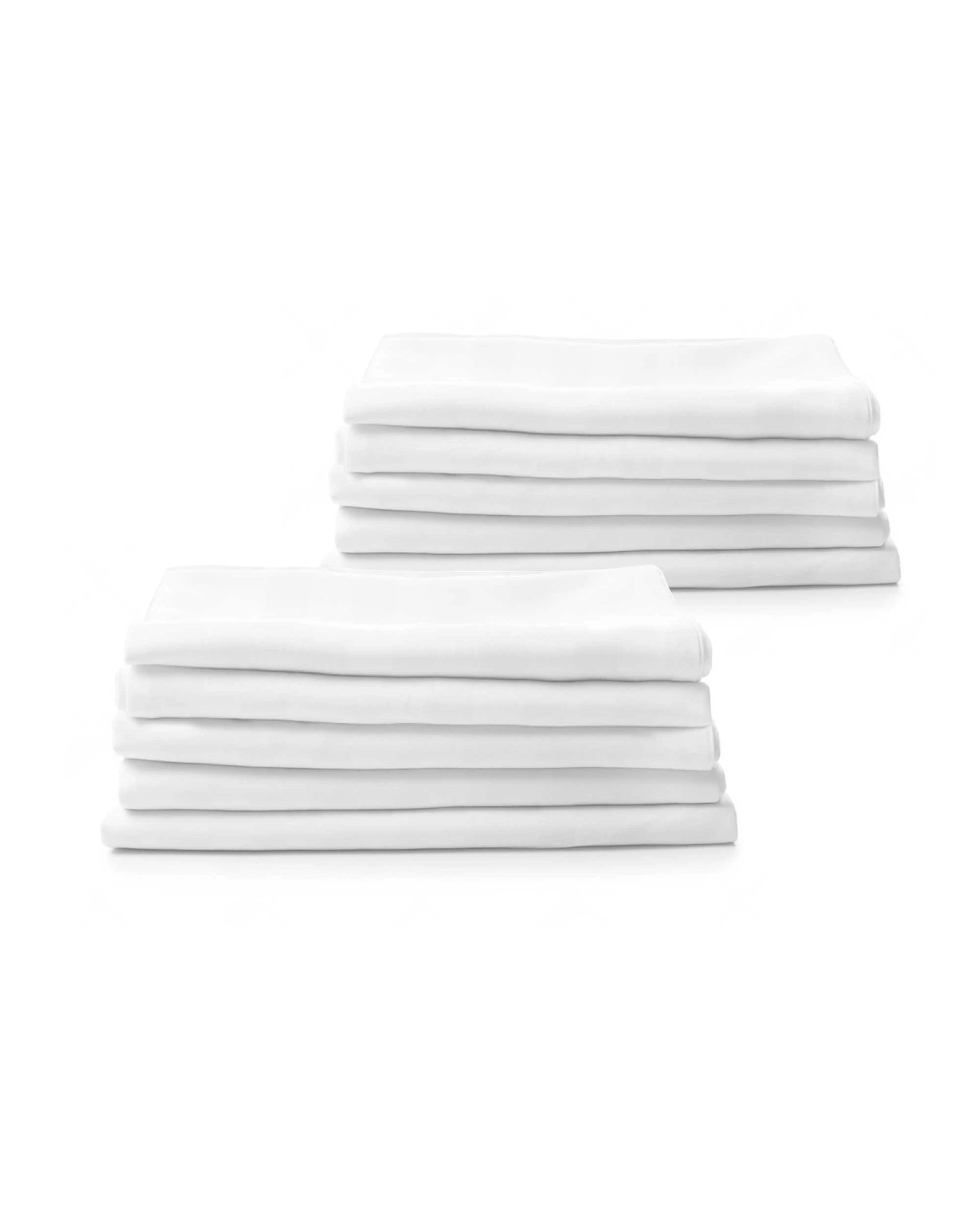 1 ESSN Commercial Cotton Blend Top/Bottom Flat Sheet 10 Pack - Queen Bed - White, 1 of 5