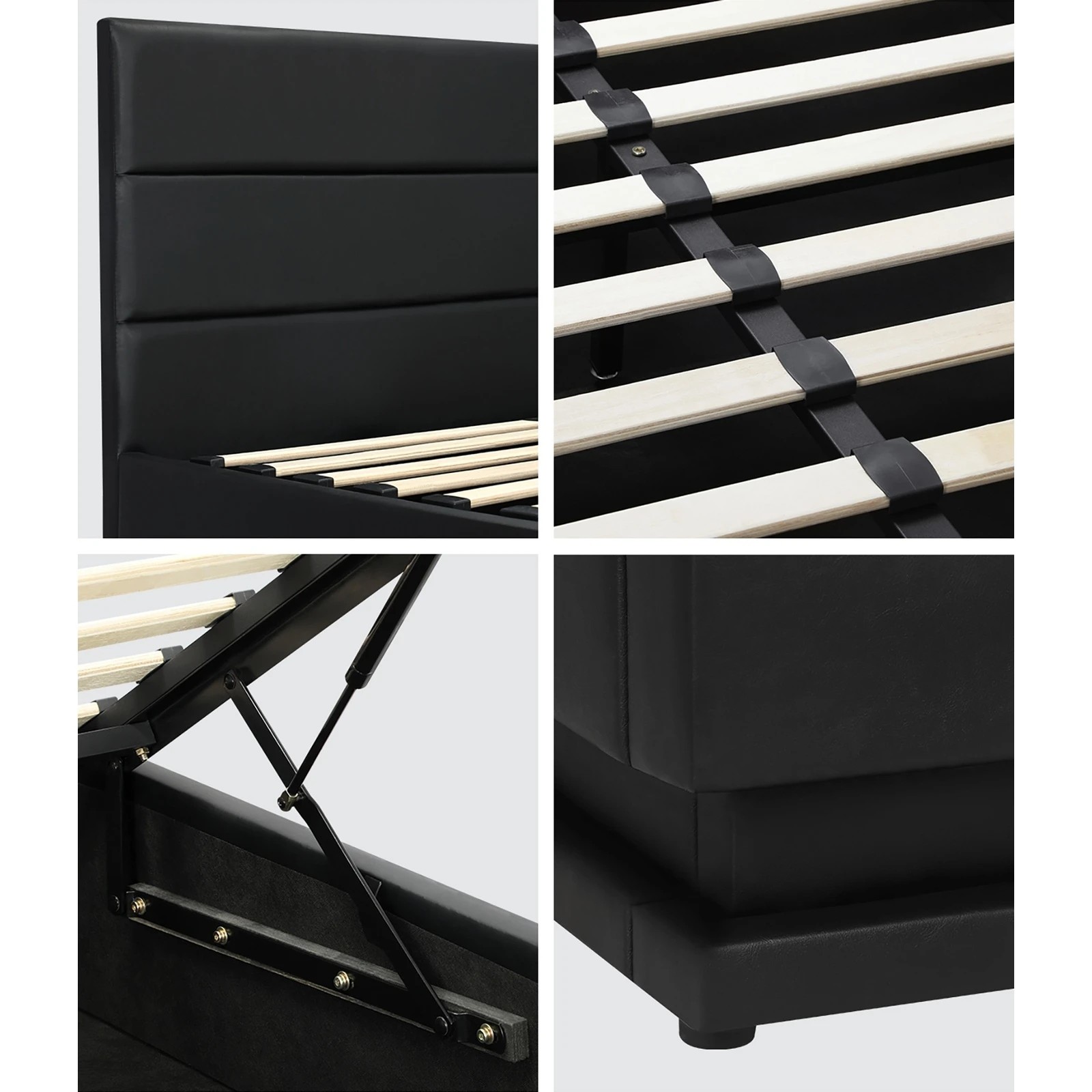 5 Oikiture Rgb Led Queen Bed Frame Gas Lift Base With Storage
 - Black, 5 of 10