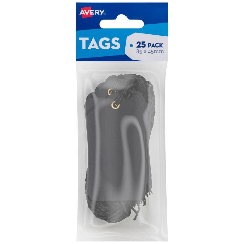 1 Avery Scallop Tags Black 85 x 45mm 25 Pack, 1 of 2