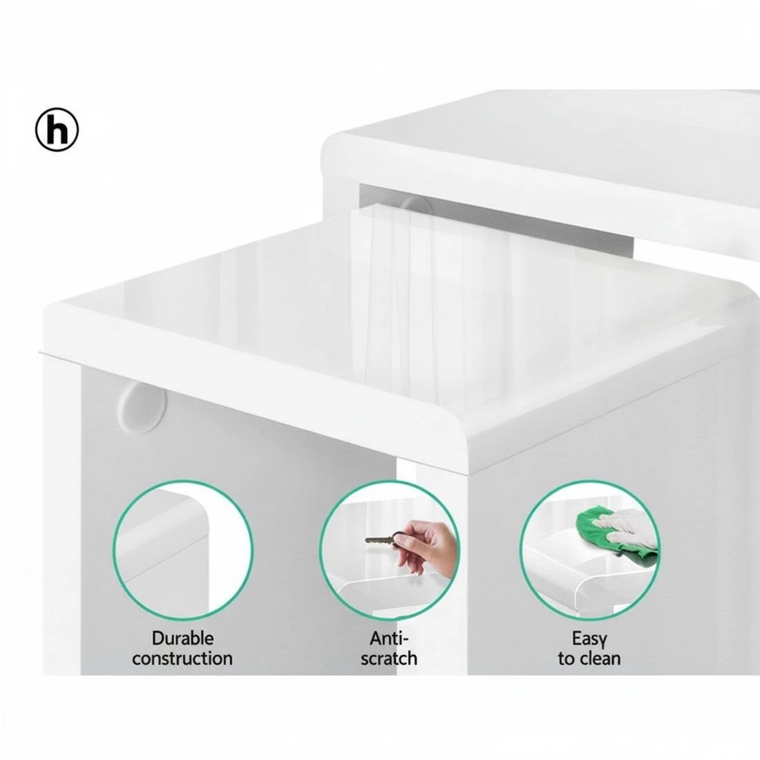 6 Artiss Nesting Coffee Table Set of 3 Glossy - White, 6 of 8