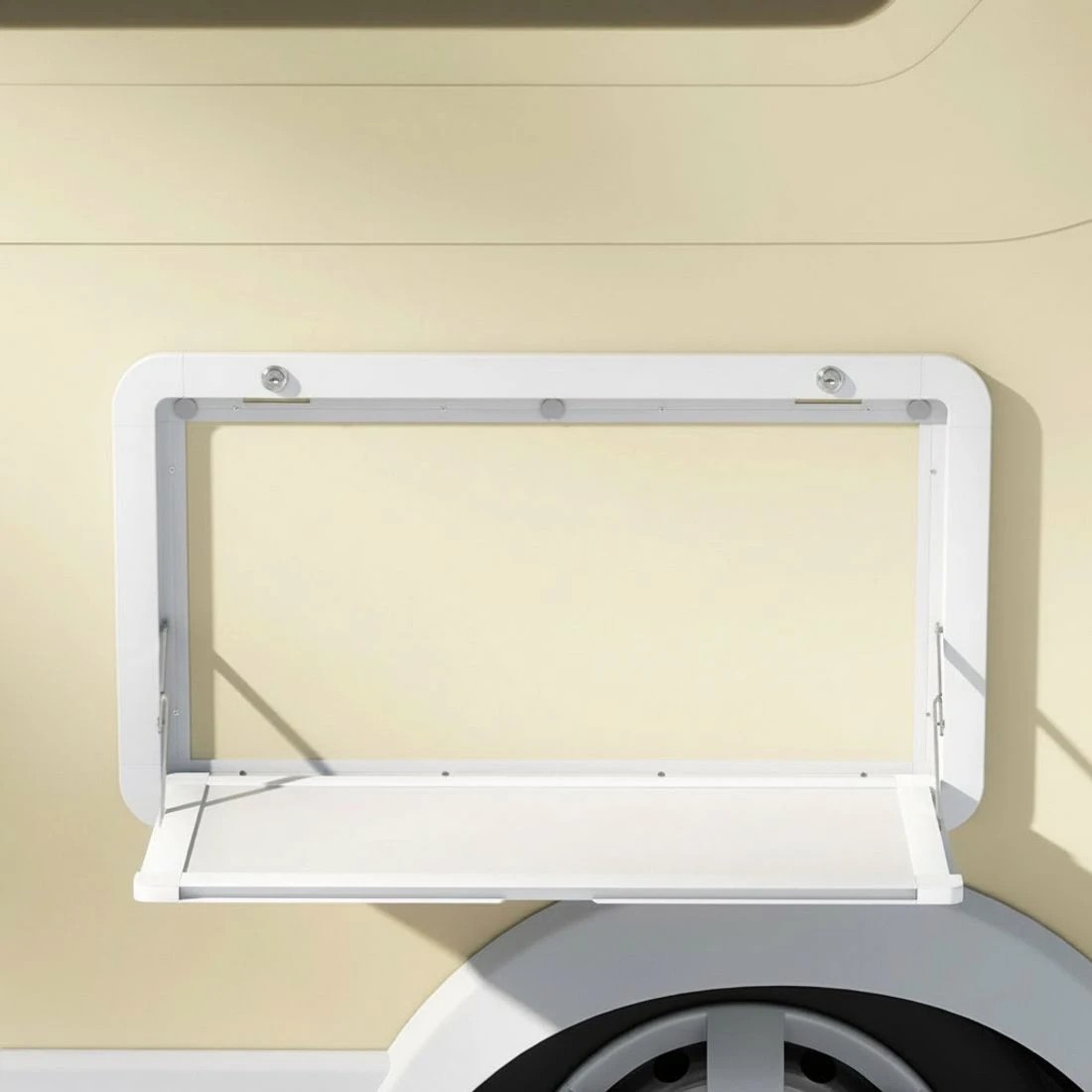 3 Weisshorn Caravan Table 800 x 450mm Folding Lockable - White, 3 of 3