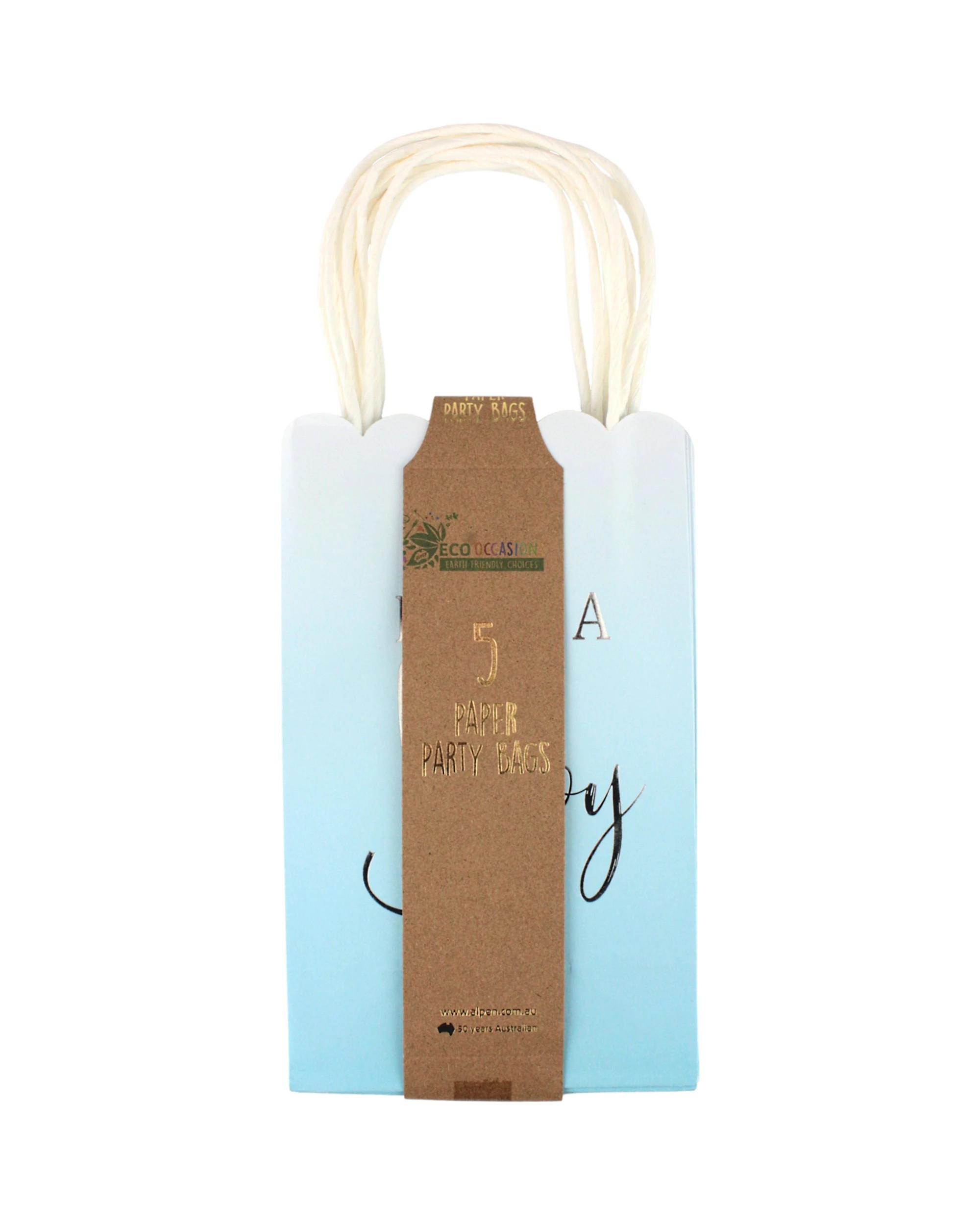 3 Alpen Ombre Blue It's A Boy Paper Gift Bags Pack of 5 - Blue, 3 of 4