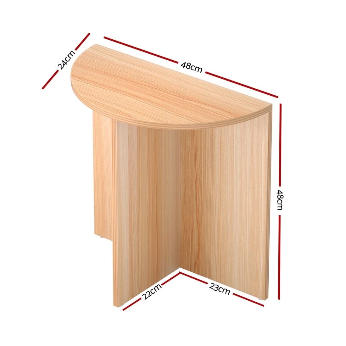 2 Artiss Coffee Table Semi-circle 48CM Pine Elva - Brown, 2 of 7