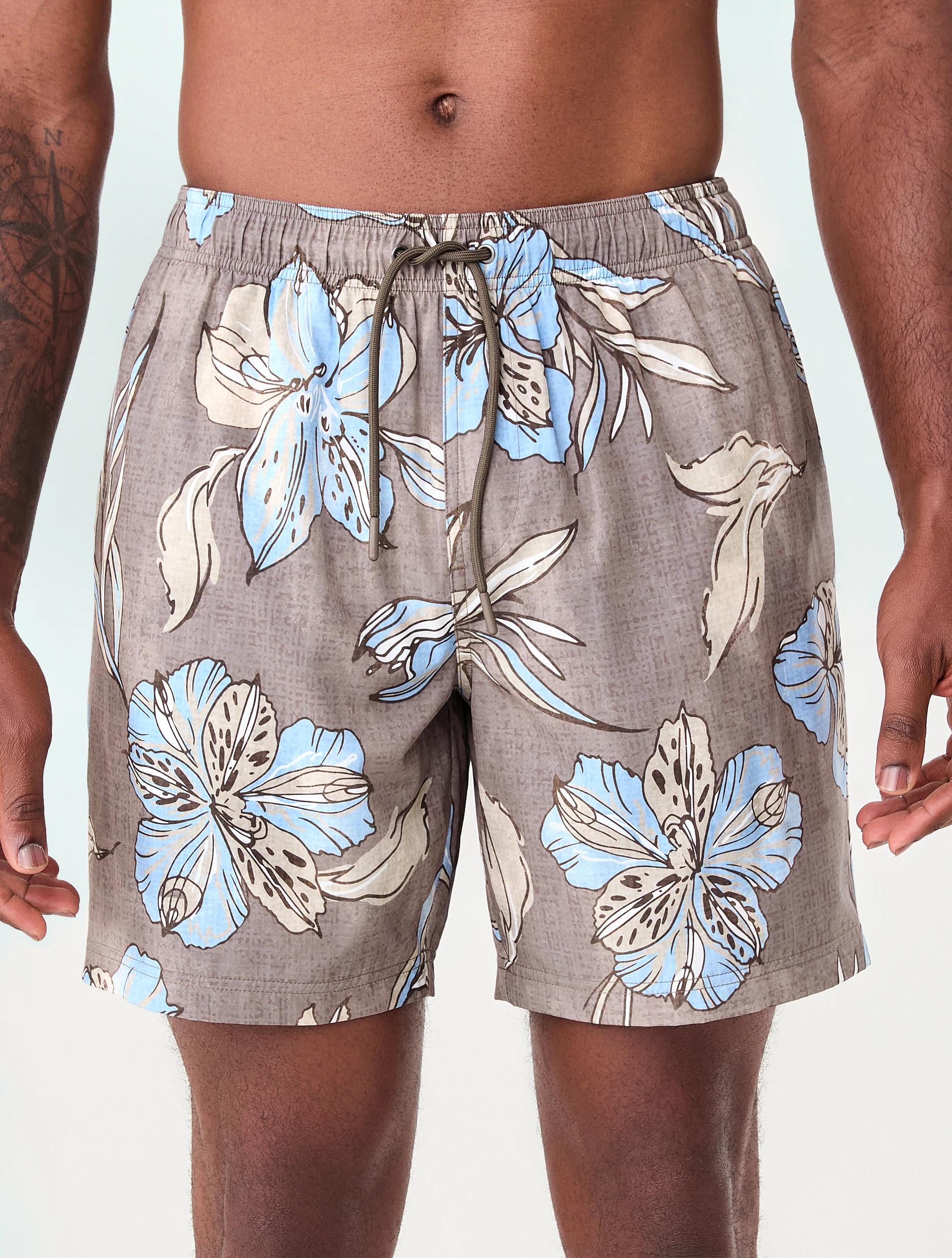 1 Regular Print Boardshorts Brn Floral, 1 of 7