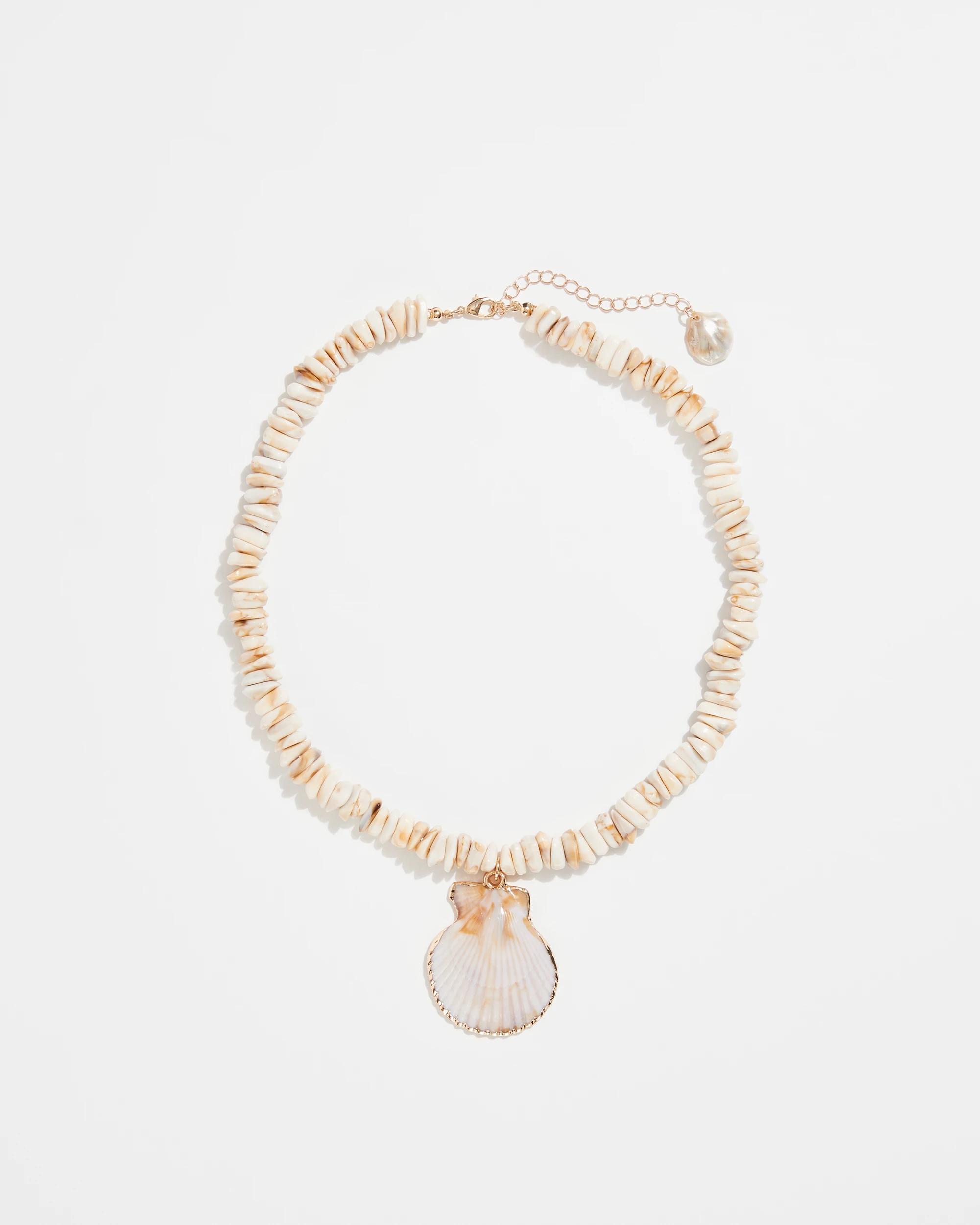 1 Target Acrylic Shell Pendant Necklace NATURAL, 1 of 2