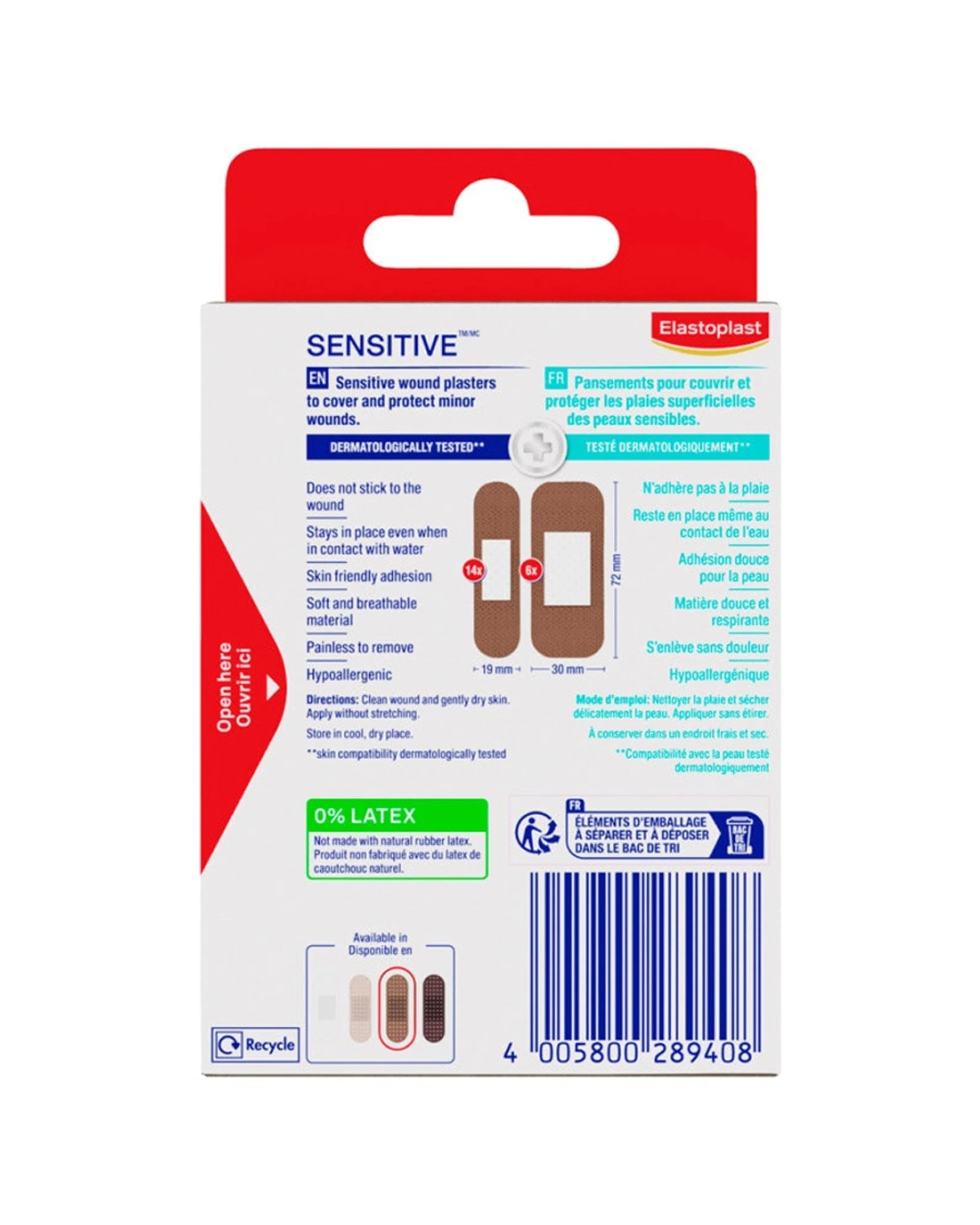 2 Elastoplast Sensitive Hypoallergenic Medium Plaster 20 Pack - Brown, 2 of 2