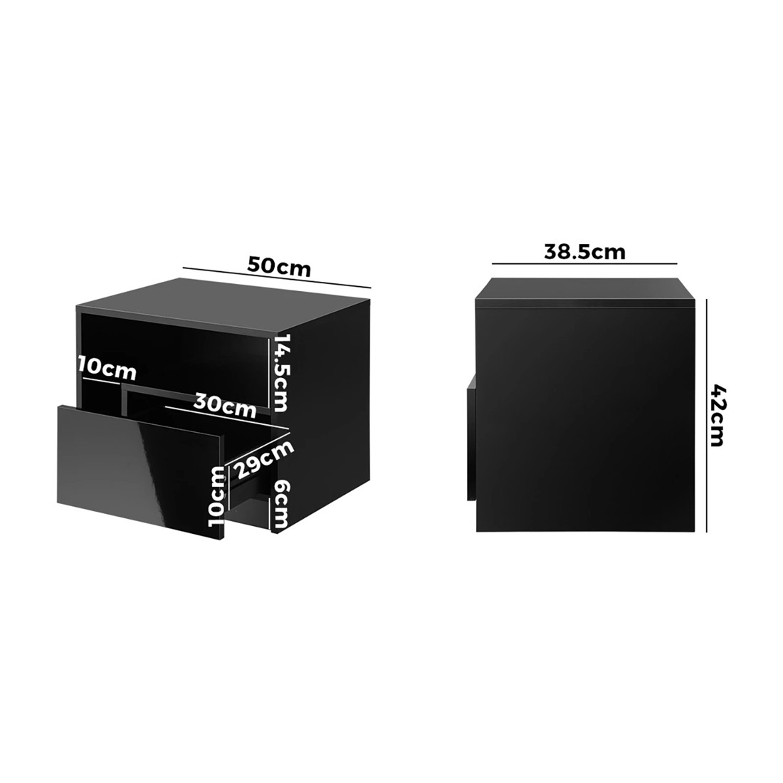 10 Oikiture Bedside Tables Rgb Led Drawers High Gloss Nightstand
 - Black, 10 of 10