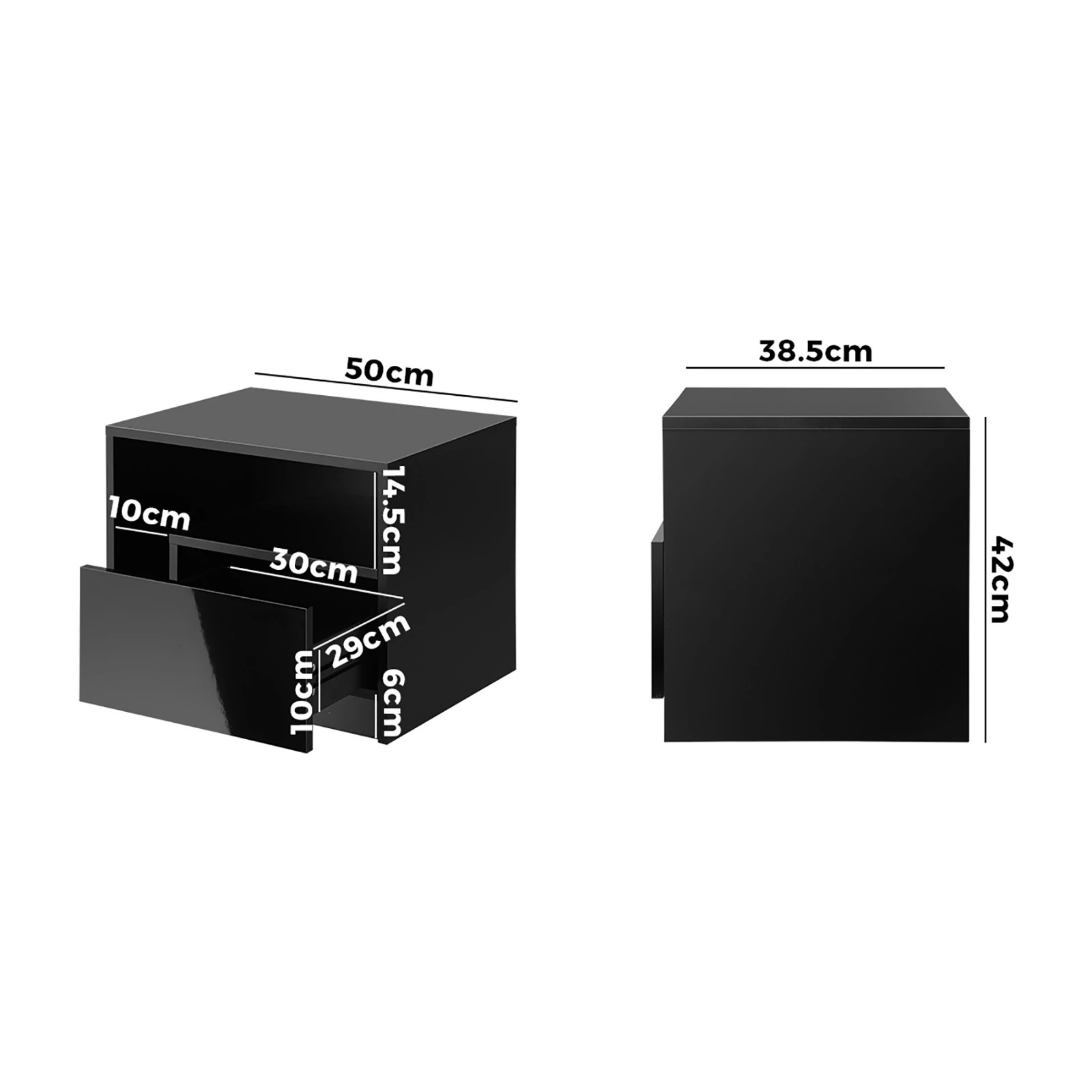 10 Oikiture Bedside Tables Rgb Led Drawers High Gloss Nightstand
 - Black, 10 of 10