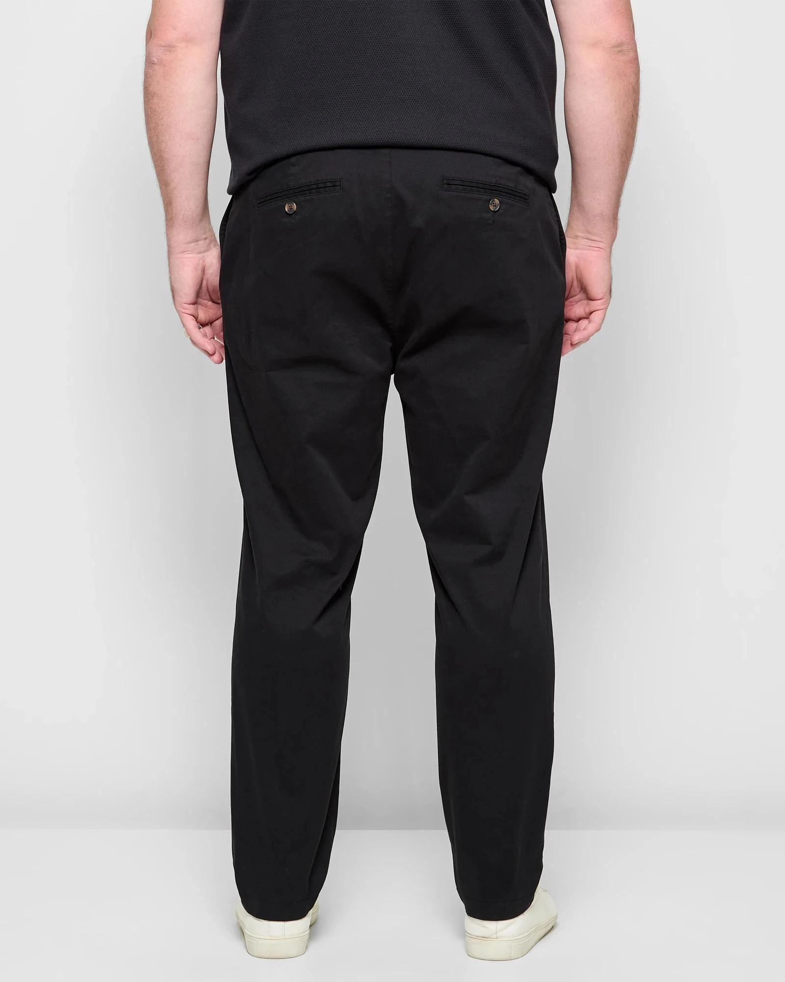 4 Target Man Plus Plus Size Australian Cotton 1/2 Elastic Waist Tapered Chino Pants BLACK, 4 of 5