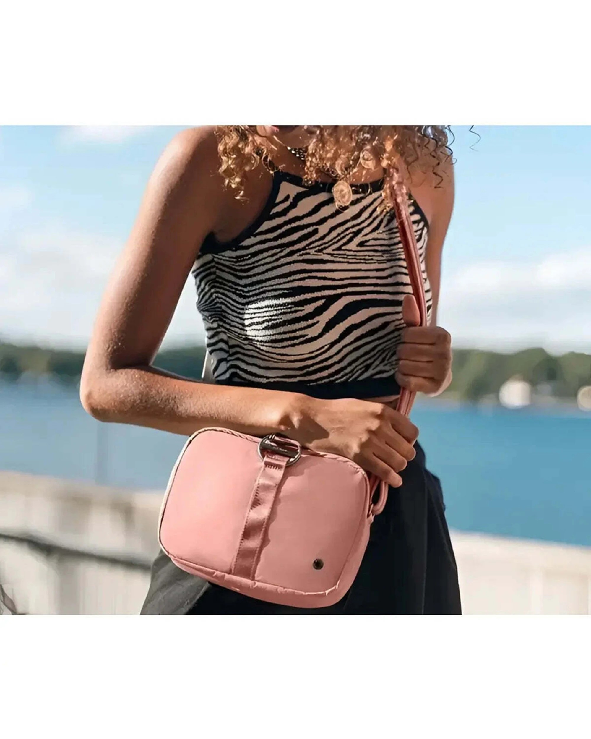 2 Pacsafe Citysafe CX Econyl Anti-Theft Square Crossbody Bag RFID Security Strap 2.4L Rose - Pink, 2 of 5