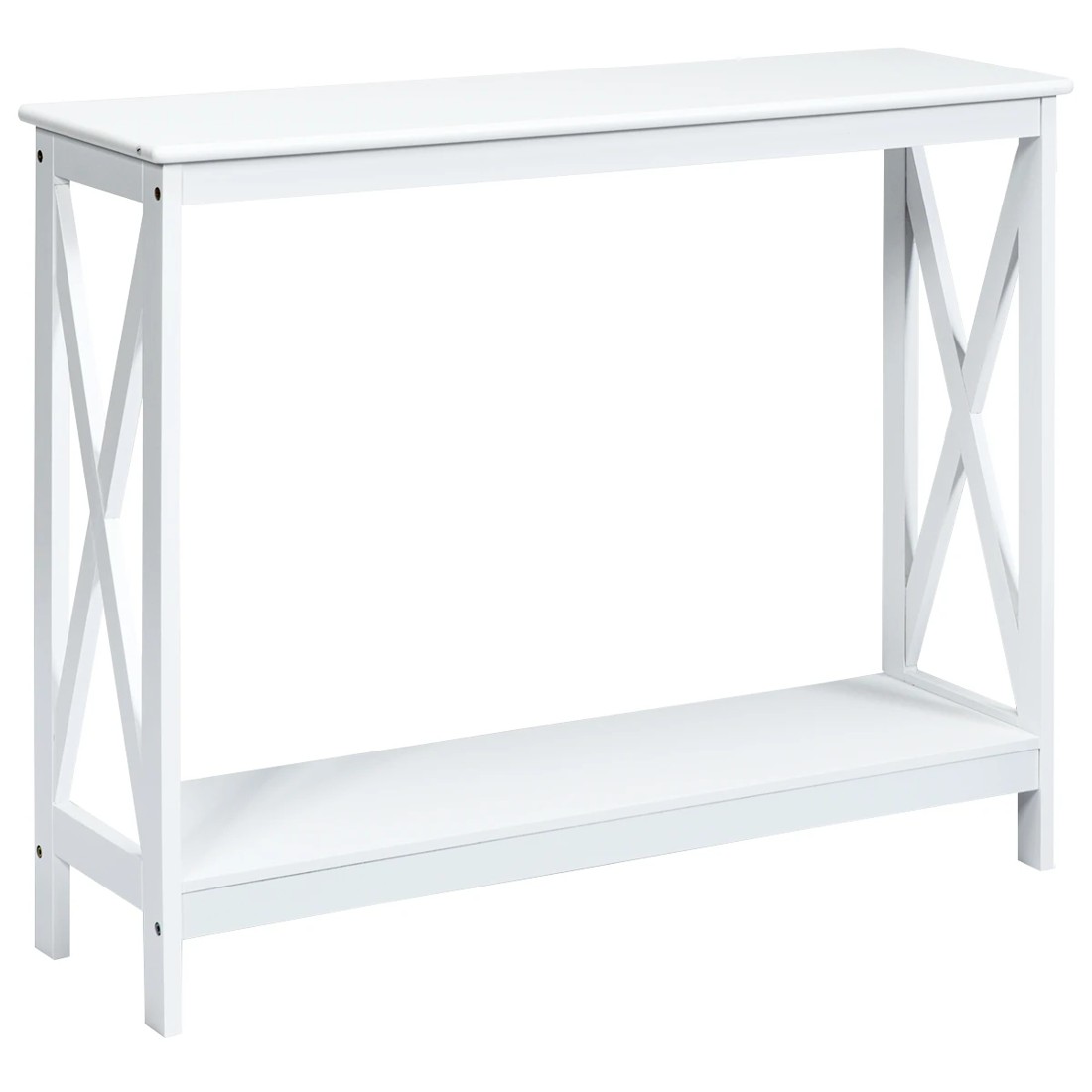 1 Costway 2-Tier Console Table X-Design Hallway Table - White, 1 of 3