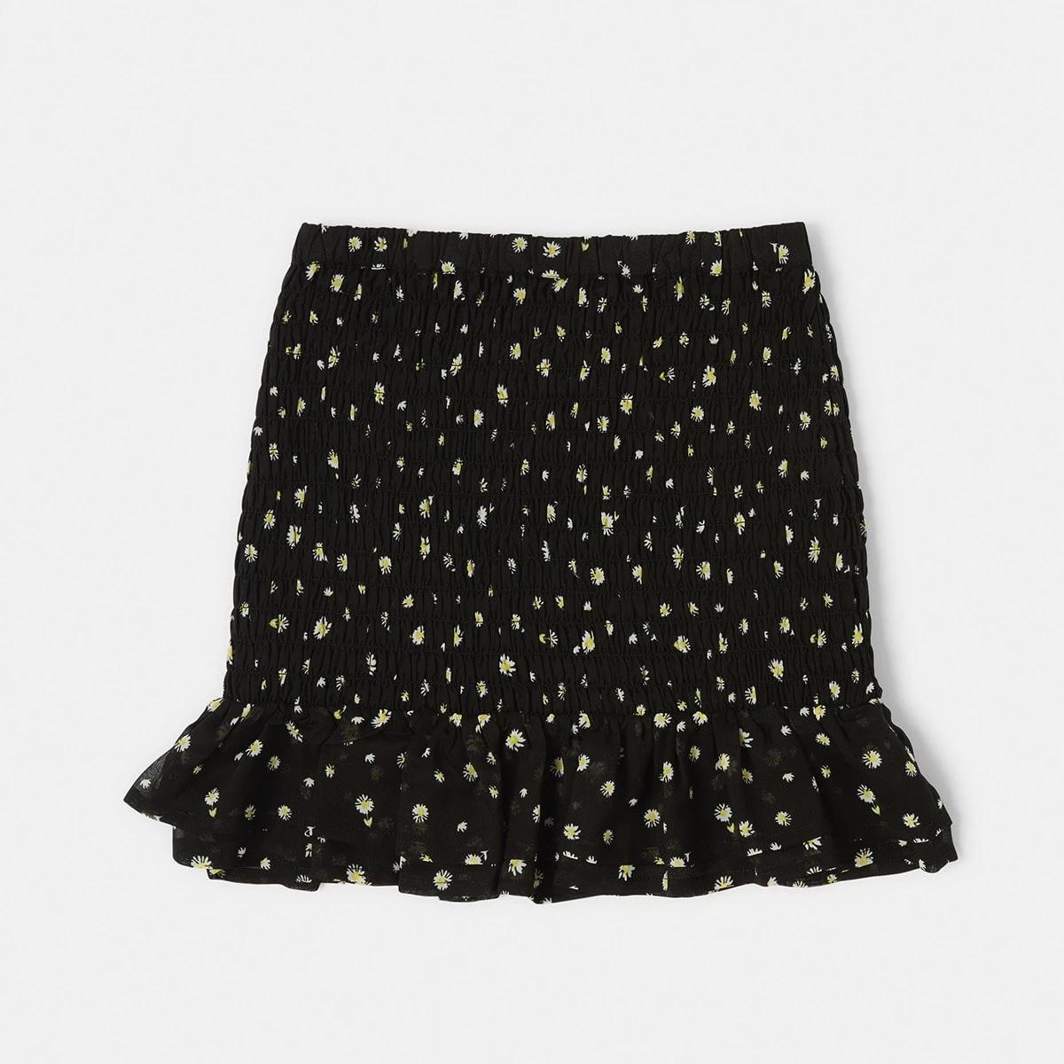 8 Shirred Skirt Daisy Blck, 8 of 8