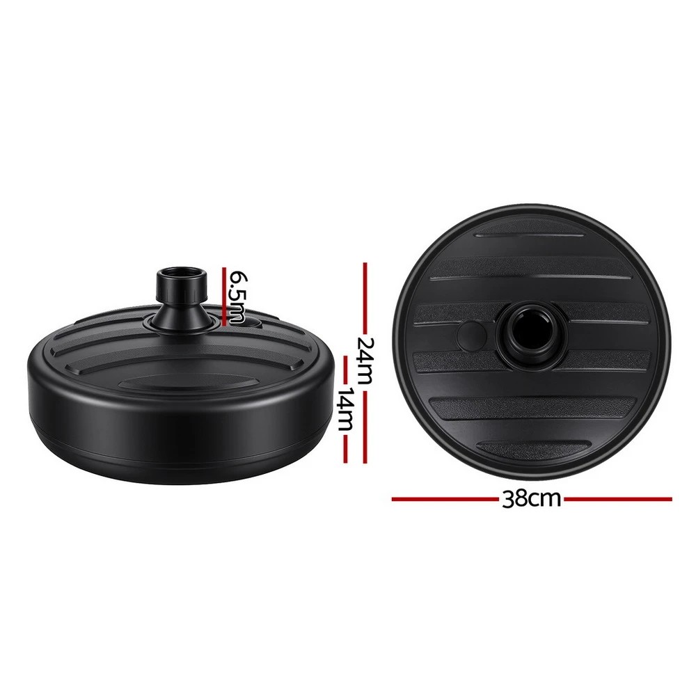2 Instahut Outdoor Umbrella Base Weight Round Plastic Pole Holder 35-38mm Beach - Black, 2 of 6