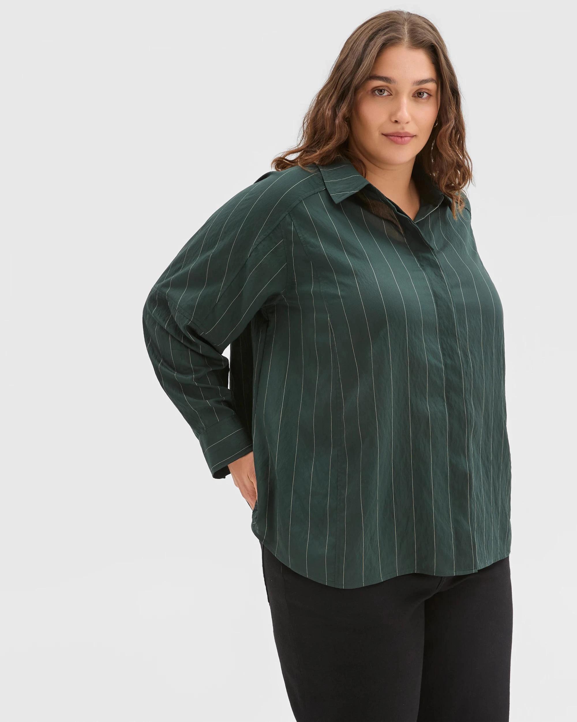 2 Target Curve Plus Size Relaxed 2-Way Shirt MIDNIGHT JADE, 2 of 6