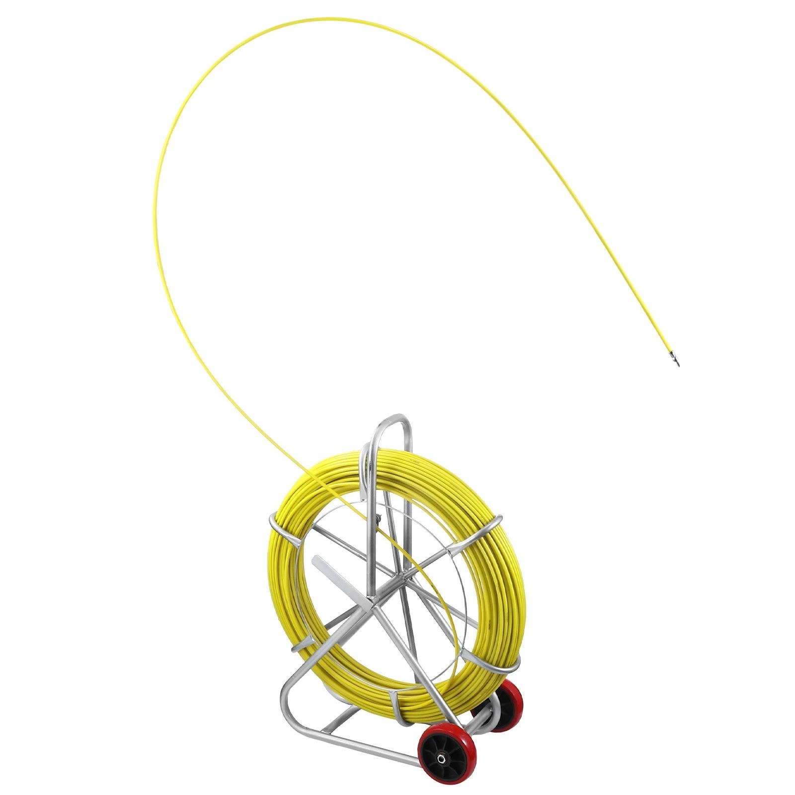 4 Ausway 150mx8mm Fibreglass Duct Rodder Fish Tape Puller with Brake Handle & Heavy-Duty Steel Reel Stand, 4 of 6
