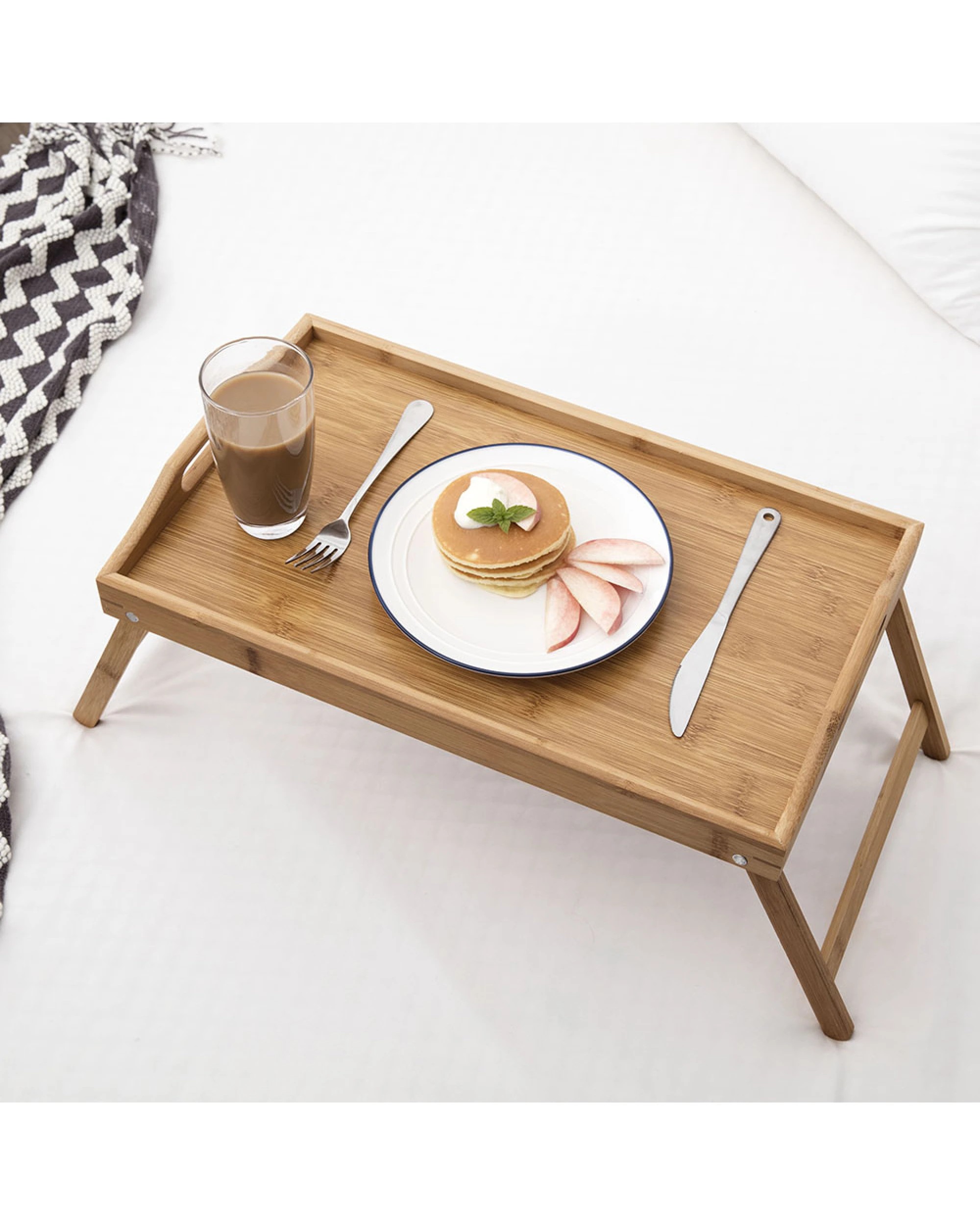 2 Gourmet Kitchen Bamboo Bed Tray - Natural Brown, 2 of 6