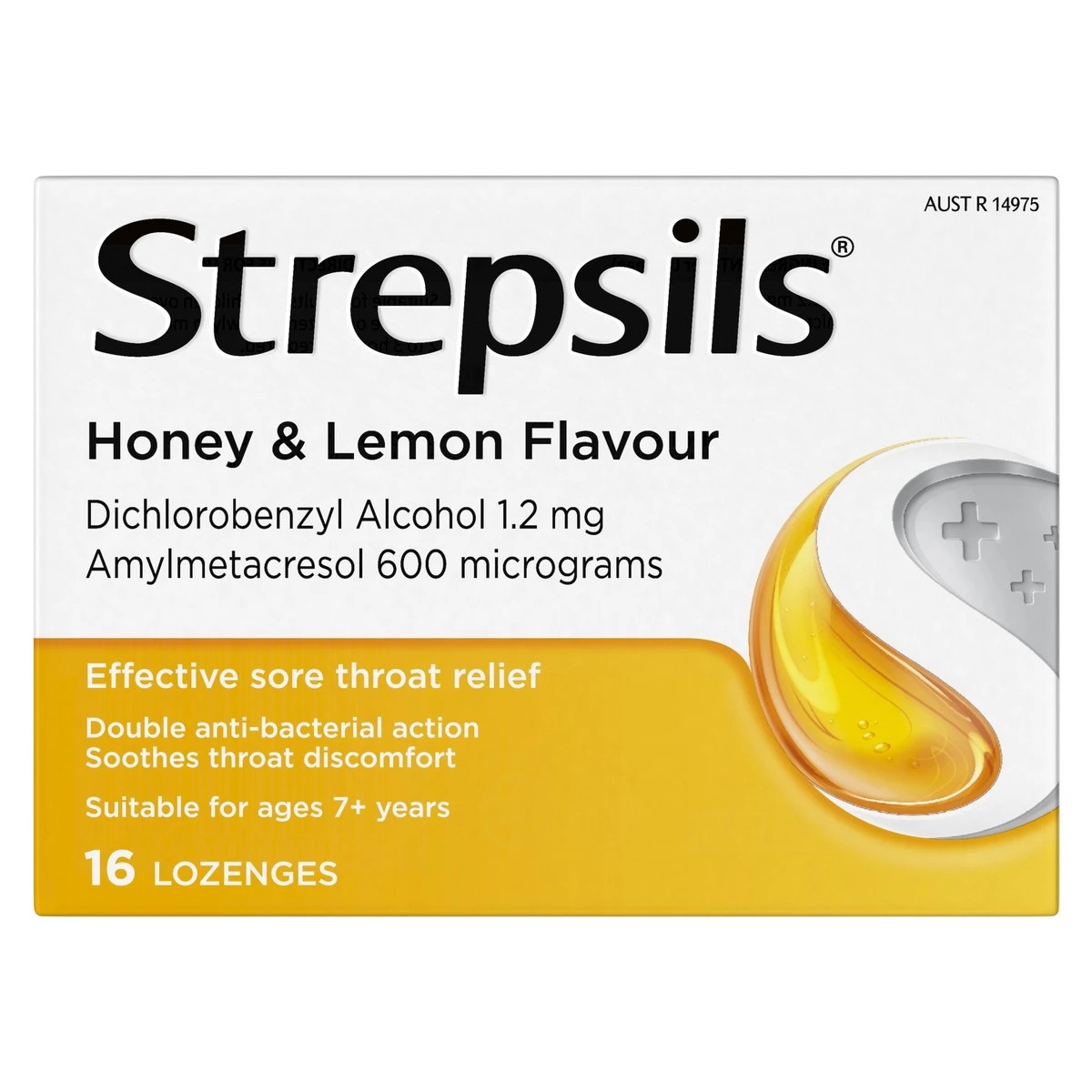1 16 Pack Strepsils Sore Throat Relief Honey & Lemon Lozenges, 1 of 10