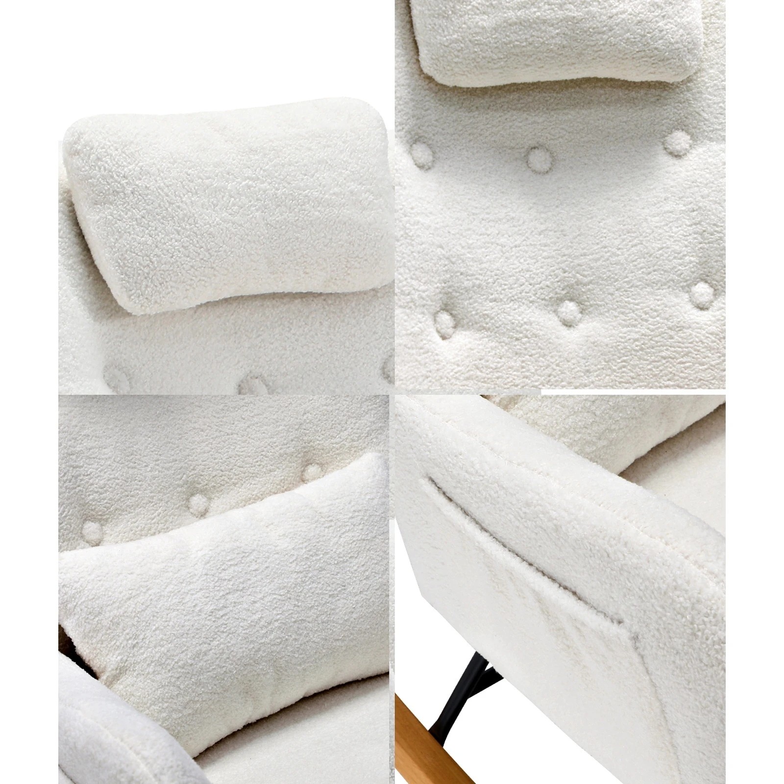 5 Oikiture Rocking Chair Nursing Armchair Sherpa Accent Chairs With 2 Pillow
 - White, 5 of 10