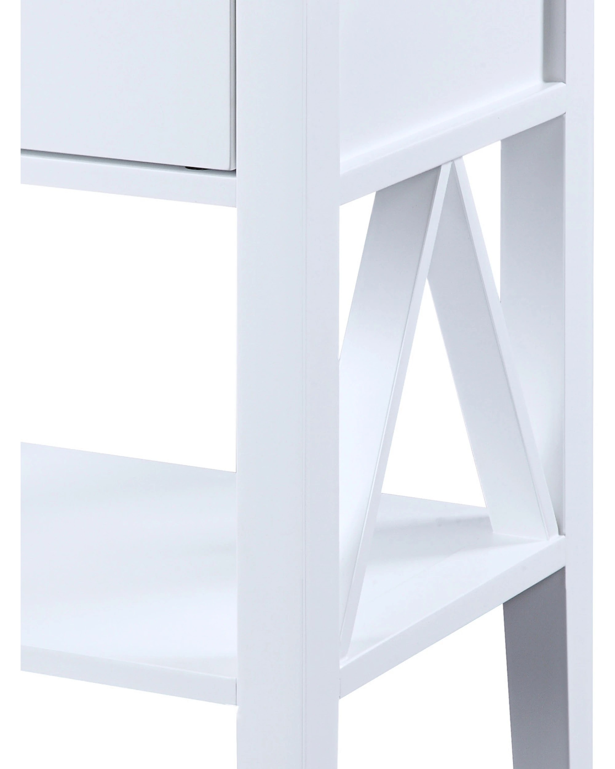 6 Sarantino Greta Bedside Table with Drawer in White - White, 6 of 8