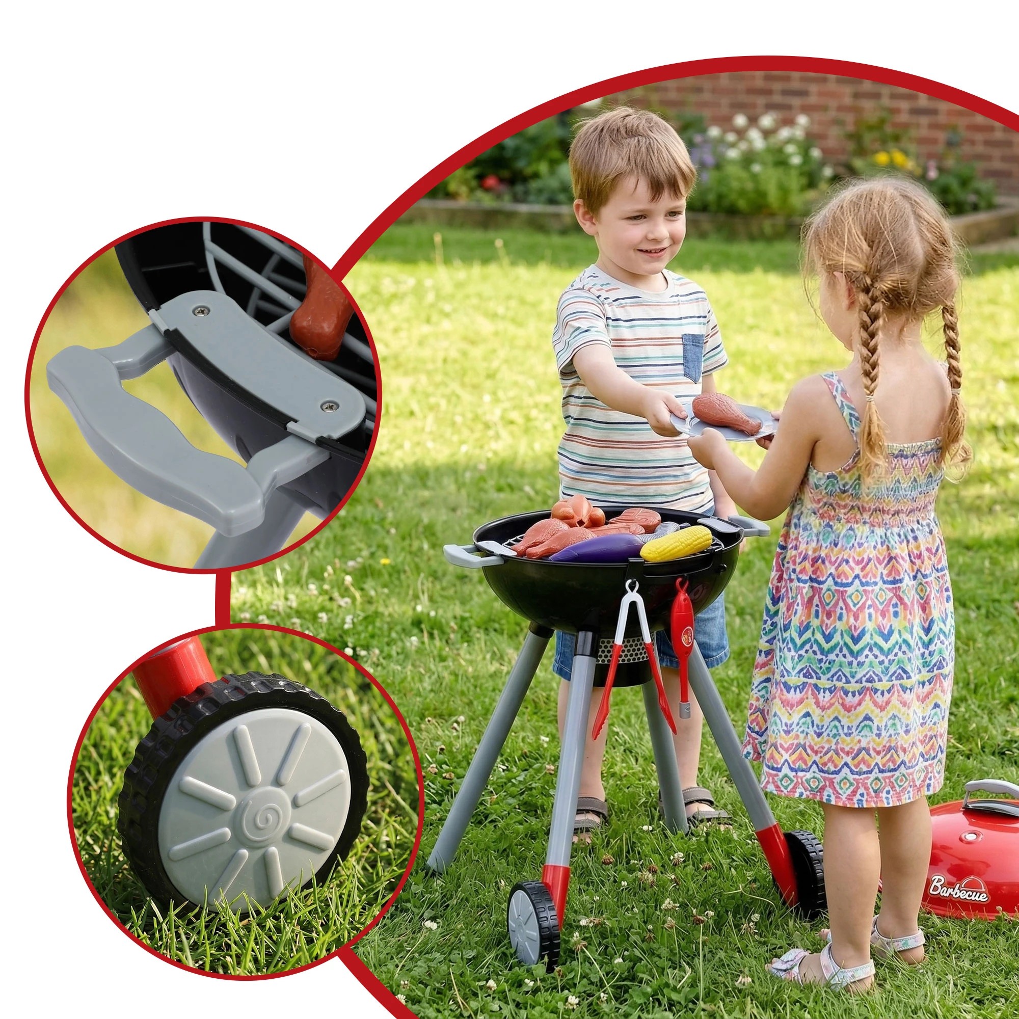 6 Keezi Kids Pretend Kitchen BBQ Playset Role Play Toy charcoal Play Food utensils seasoning bottle - Multi, 6 of 8