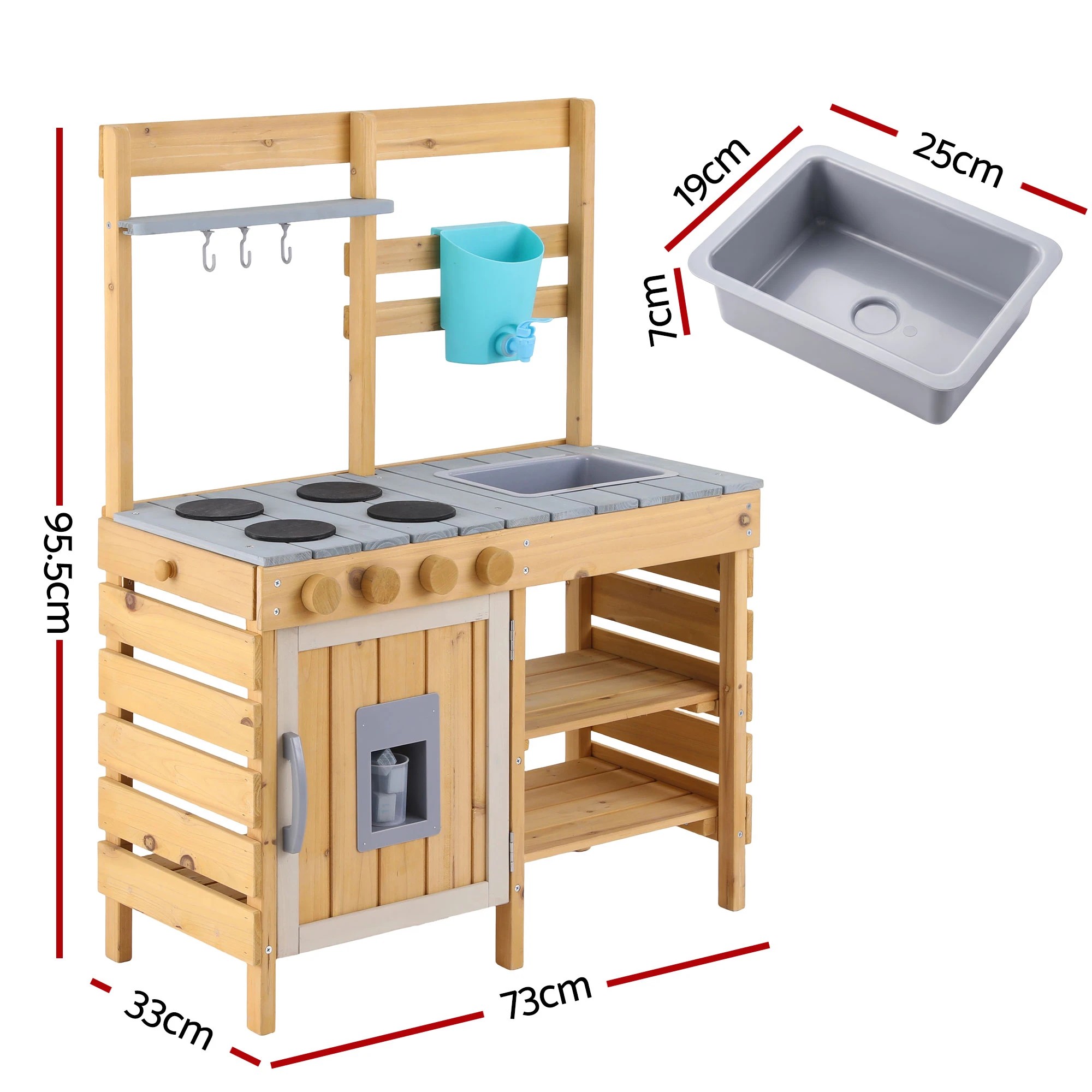 3 Keezi Wooden Kids Kitchen Playset - Natural, 3 of 8