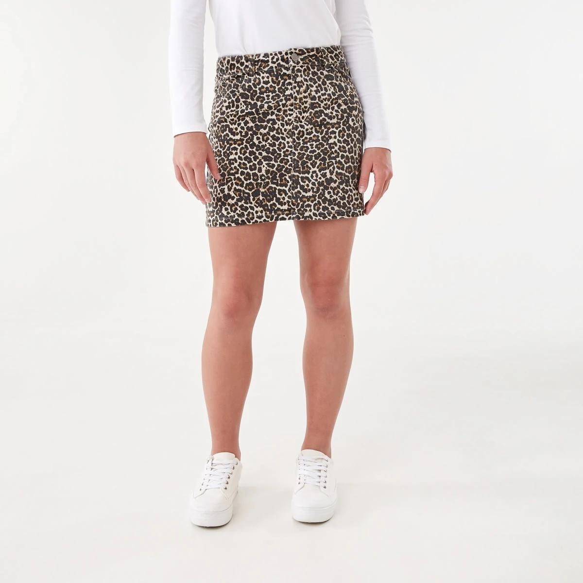 1 Denim Leopard Skirt Ocelotwas, 1 of 8