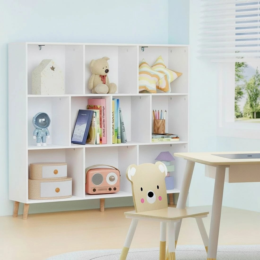 6 Artiss Bookshelf 3 Tiers 10 Cubes - White, 6 of 8