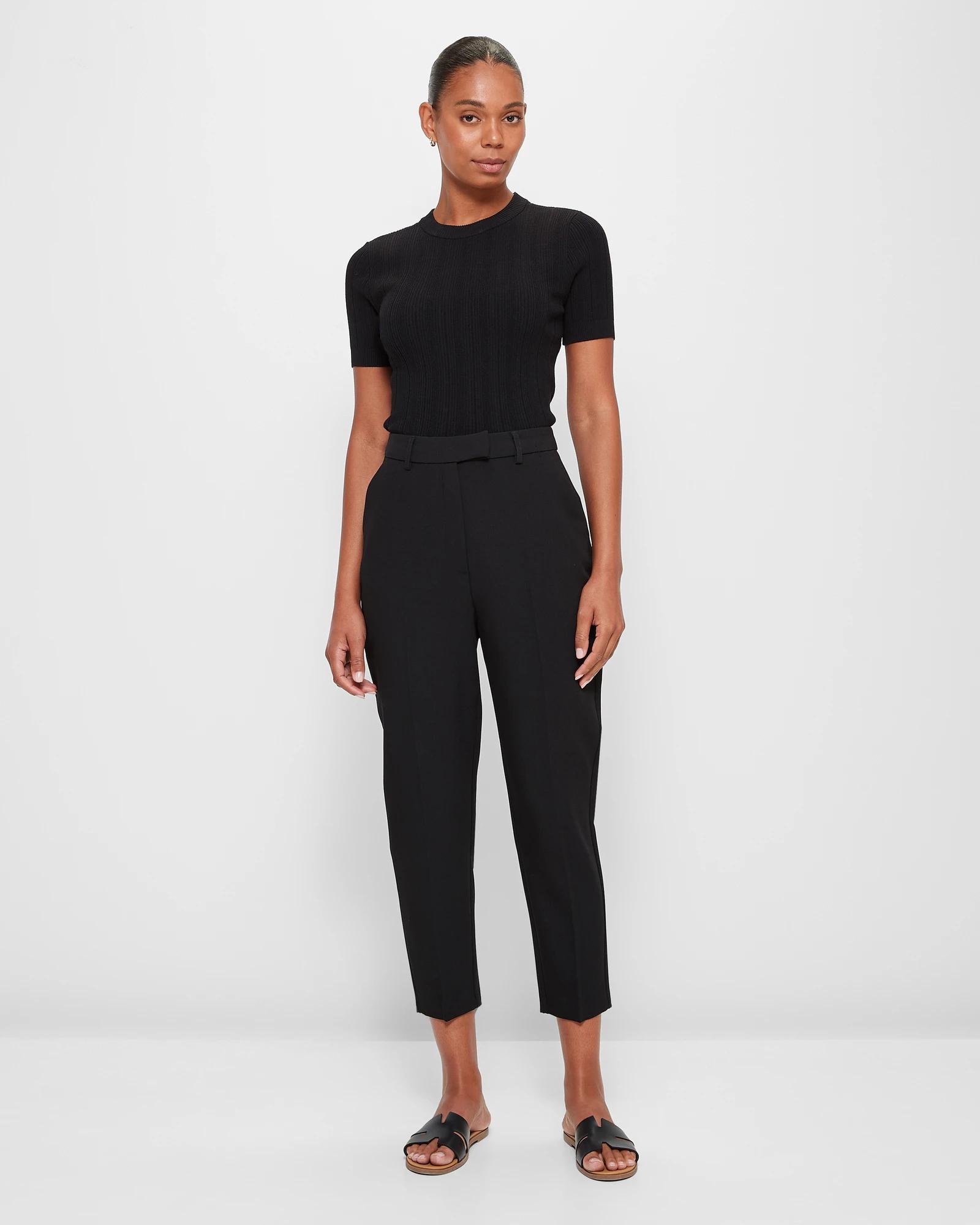 2 High Waist Slim Tapered Ankle Pants - Preview BLACK, 2 of 10