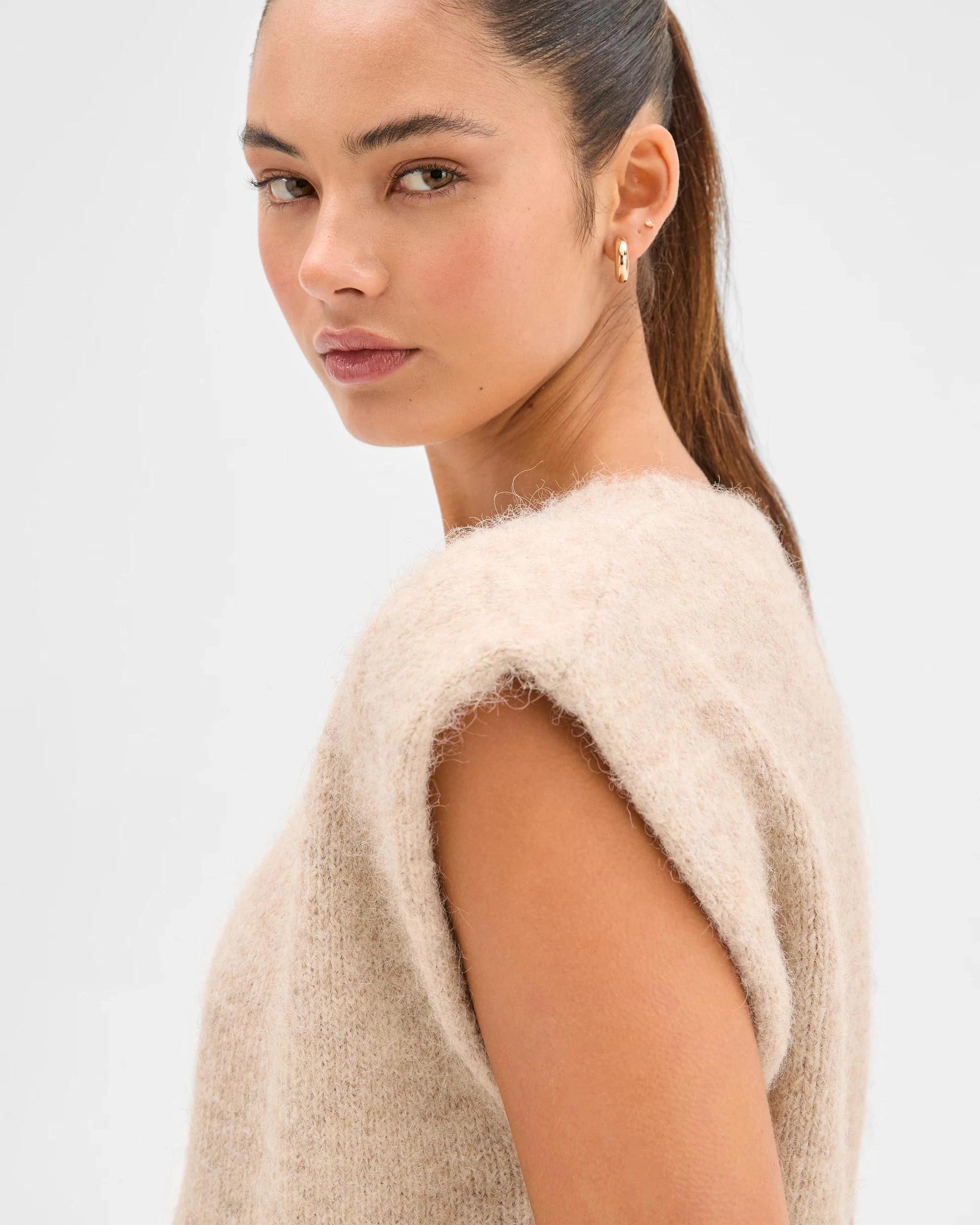 7 Lily Loves Exaggerated Shoulder Knit Vest PINE NUT, 7 of 8