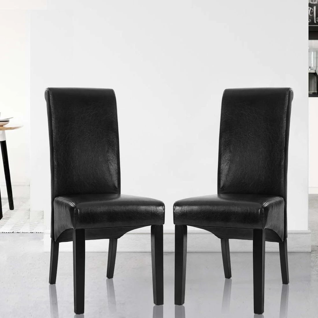6 Artiss Dining Chairs Set of 2 Leather Parsons Chair - Black, 6 of 6